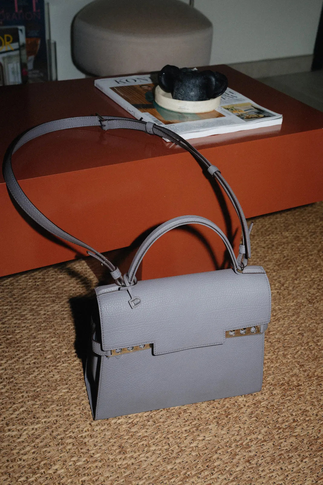 Delvaux Tempete Mm Stone Crispy Calf Bag