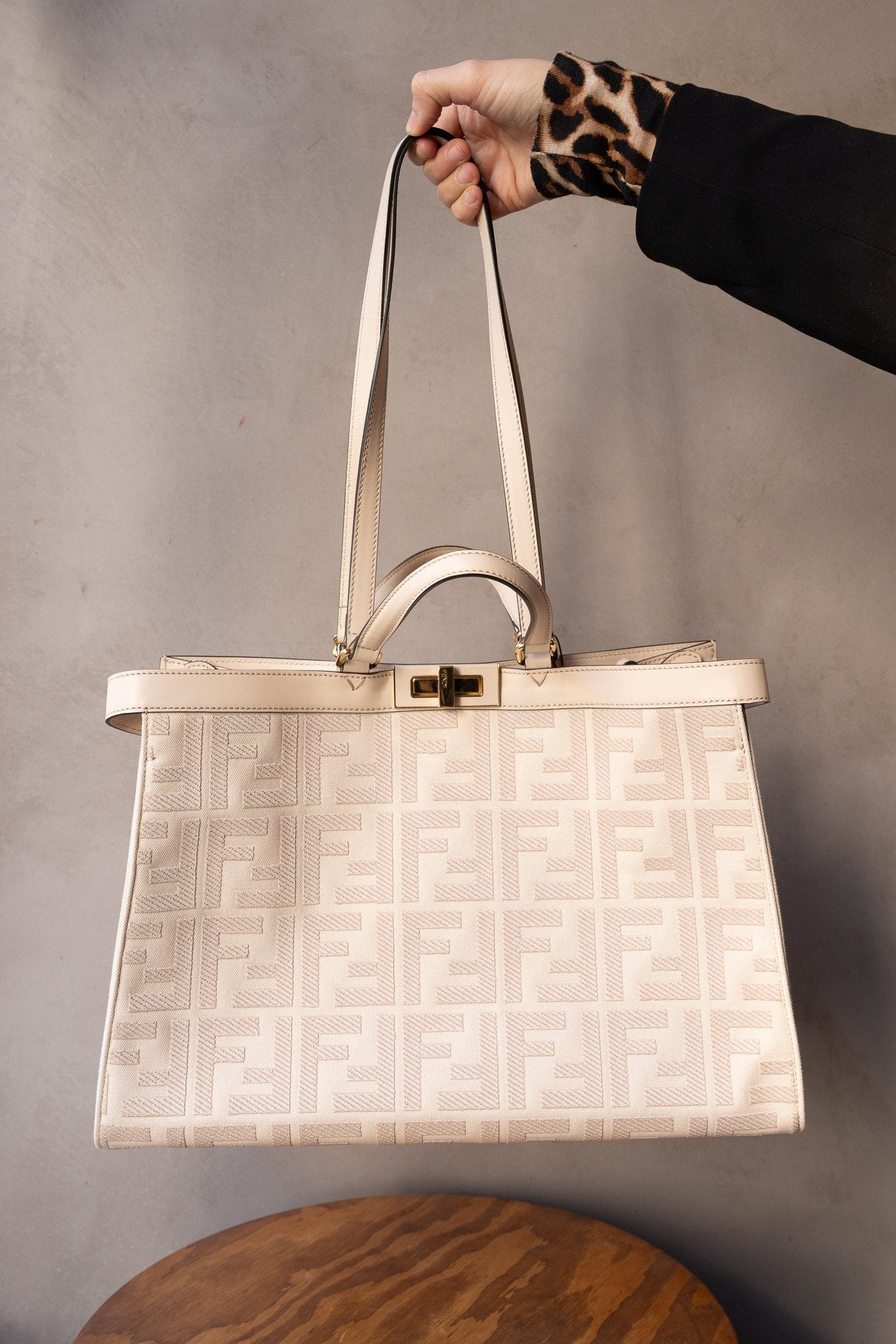 Fendi Pink Canvas Vitello King Medium Peekaboo X-Tote Bag