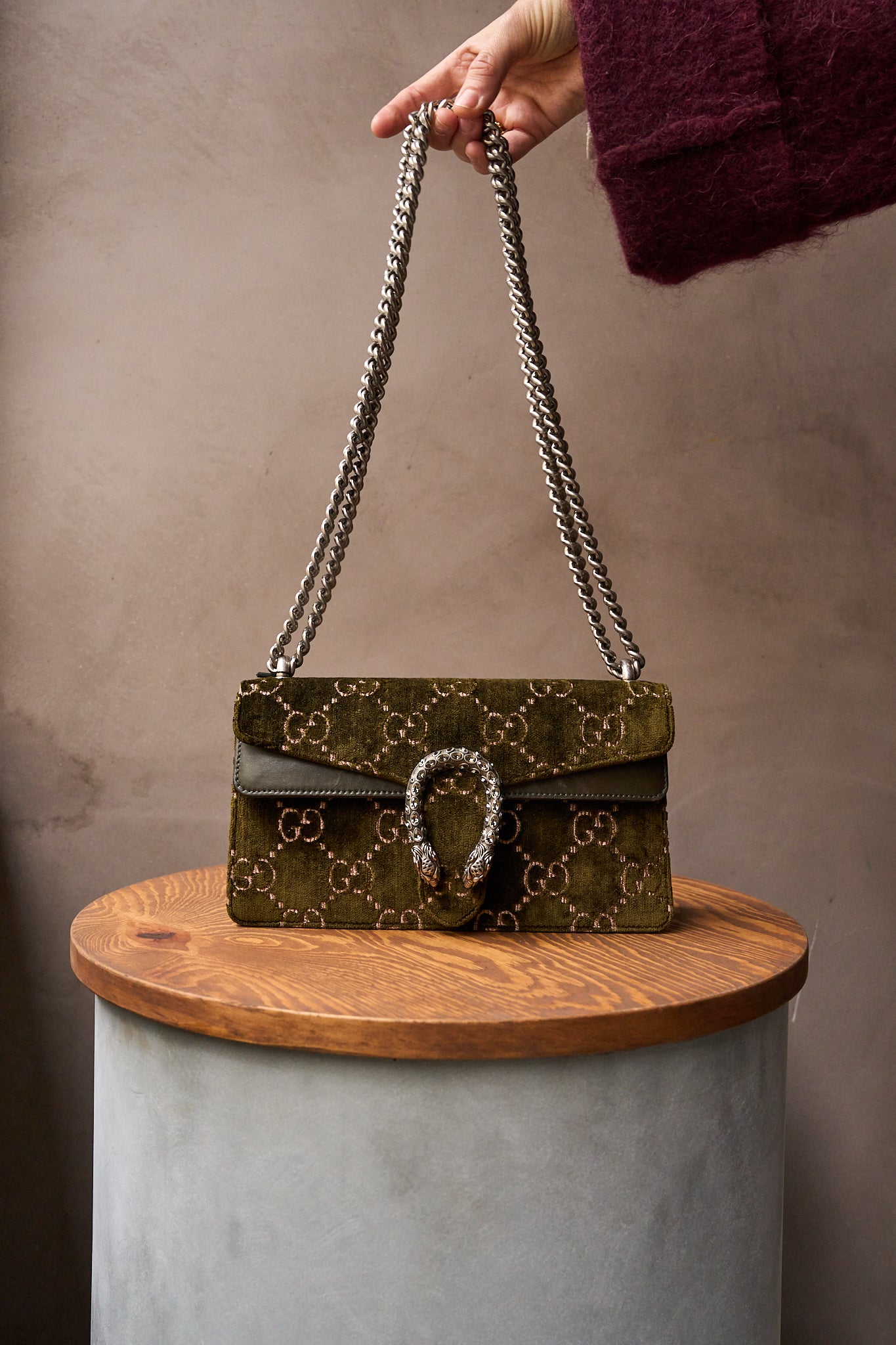 Gucci GG Dionysus Velvet Khaki Bag - Main Image