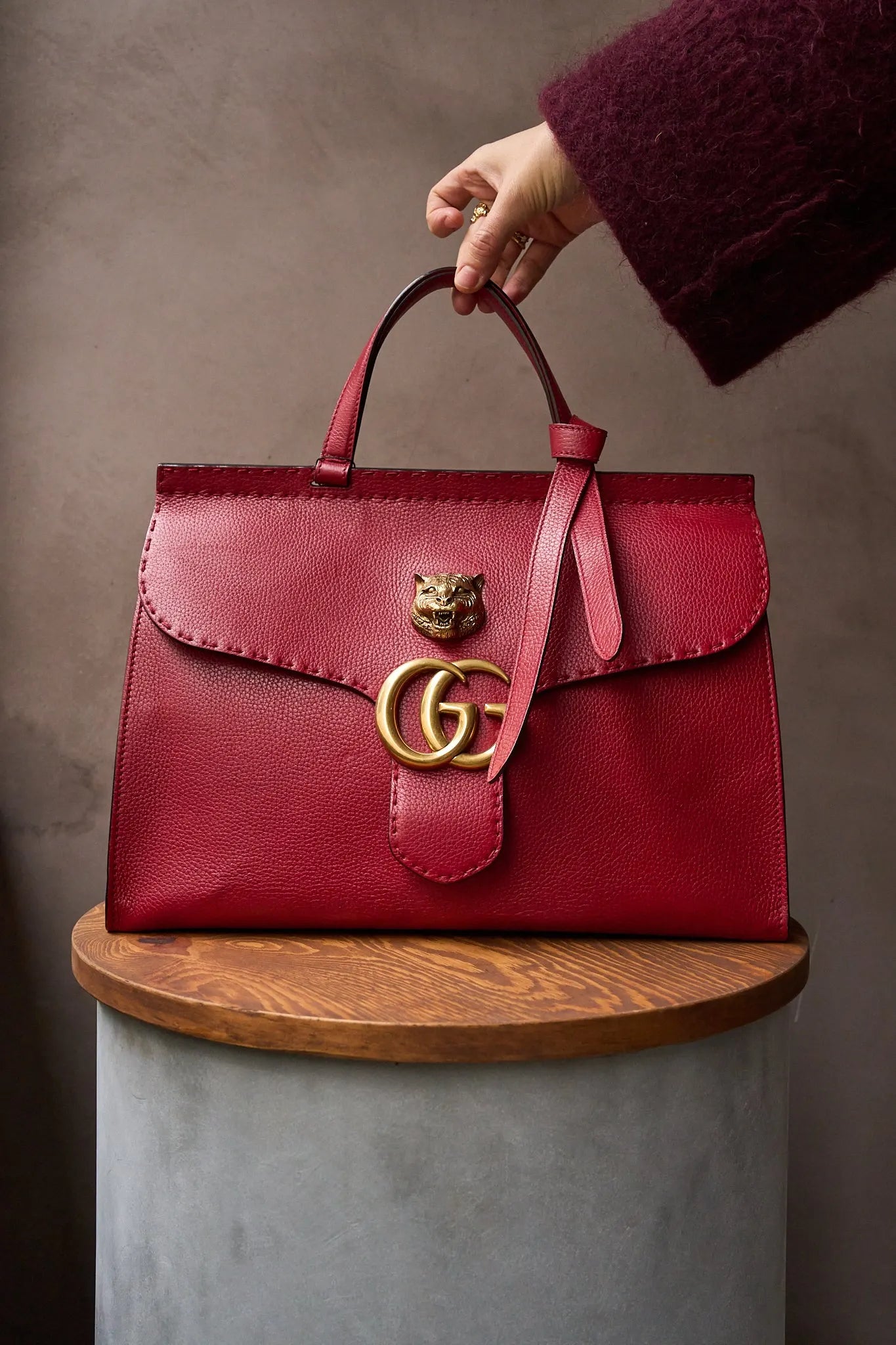 Gucci GG Marmont Animalier Red Top Handle Bag1