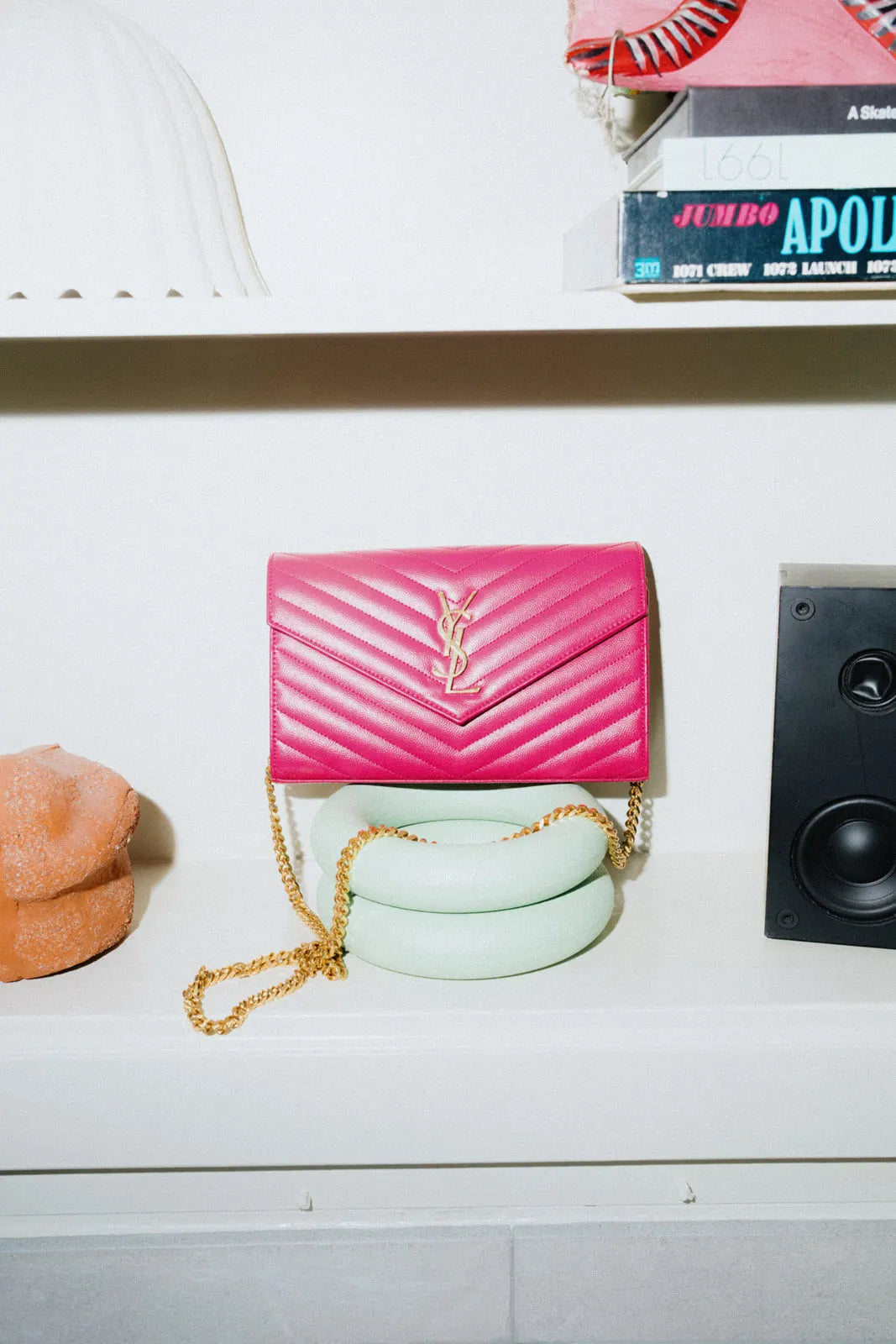 Saint laurent wallet on chain pink sale
