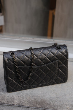 Chanel Black Aged Calfskin Medium SO BLACK 2.55 Bag – Full Set