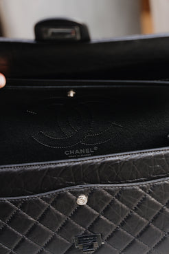 Chanel Black Aged Calfskin Medium SO BLACK 2.55 Bag – Full Set