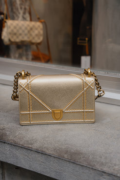 Christian Dior Gold Cannage Diorama Crossbody Bag
