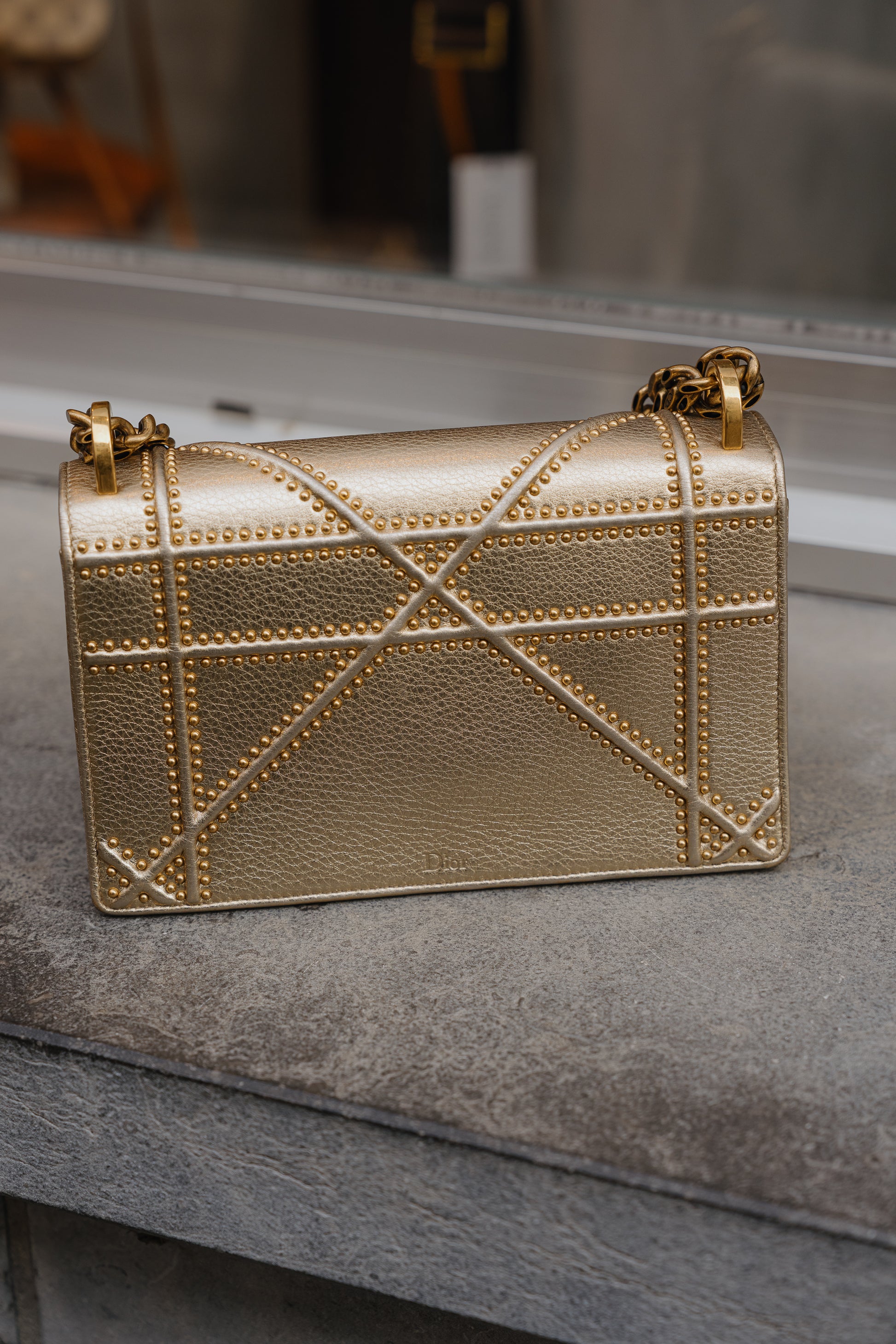 Christian Dior Gold Cannage Diorama Crossbody Bag