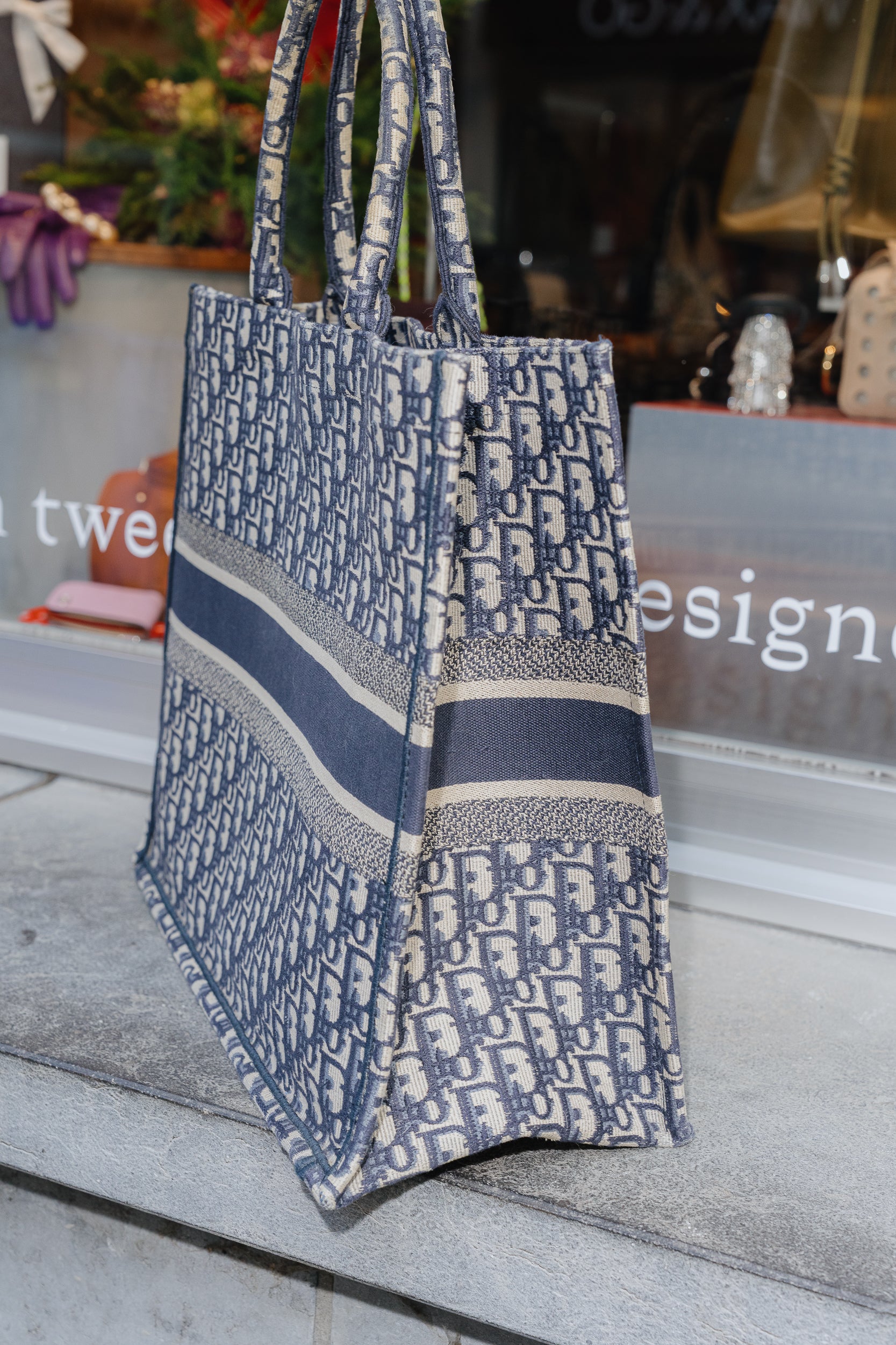 Christian Dior Blue Oblique Large Book Tote