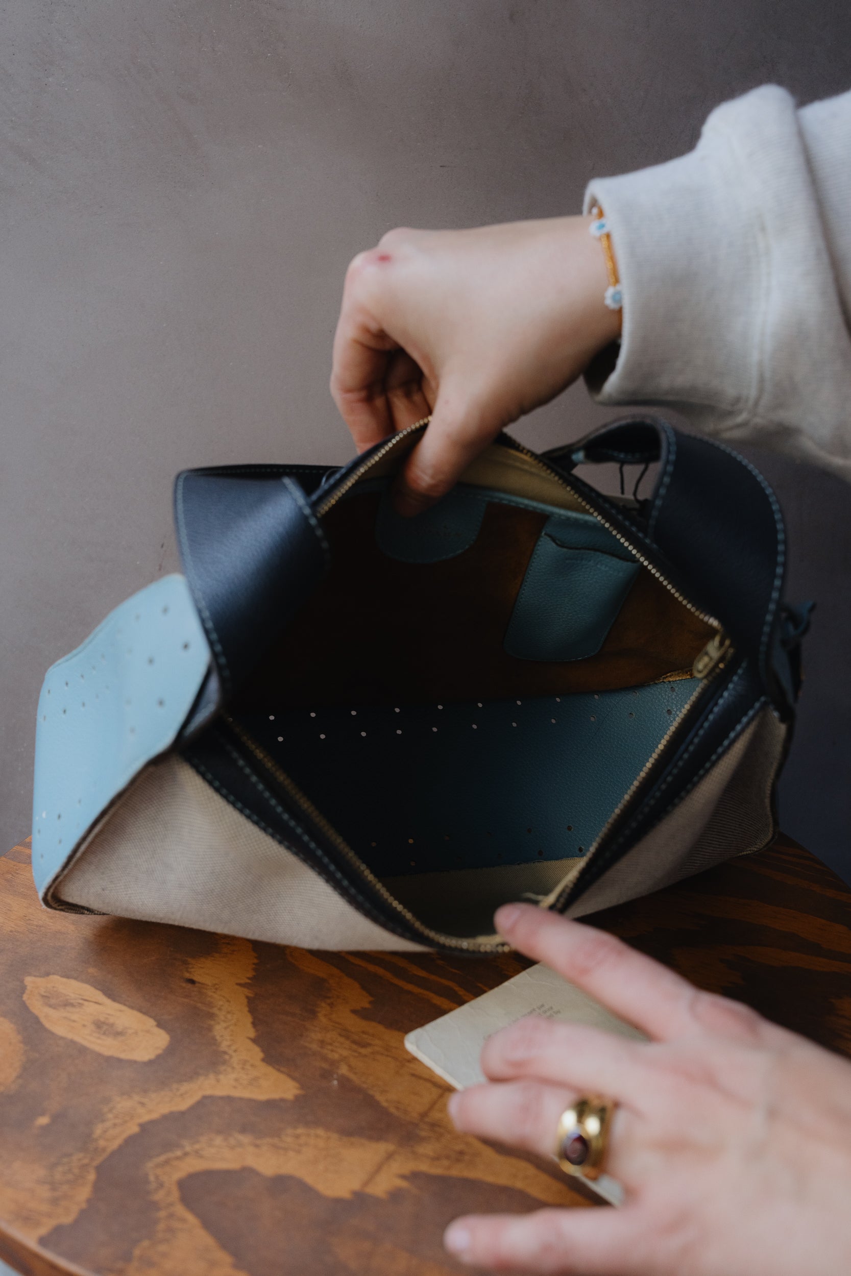 Delvaux Pensée Toile De Marine Bag