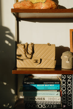 Chanel Vintage Medium Beige Chevron Bag – 1991