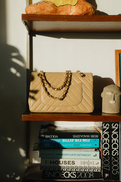 Chanel Vintage Medium Beige Chevron Bag – 1991