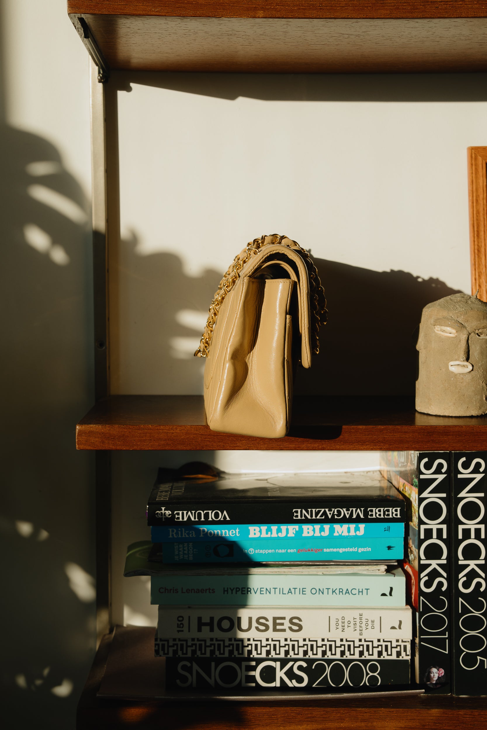 Chanel Vintage Medium Beige Chevron Bag – 1991