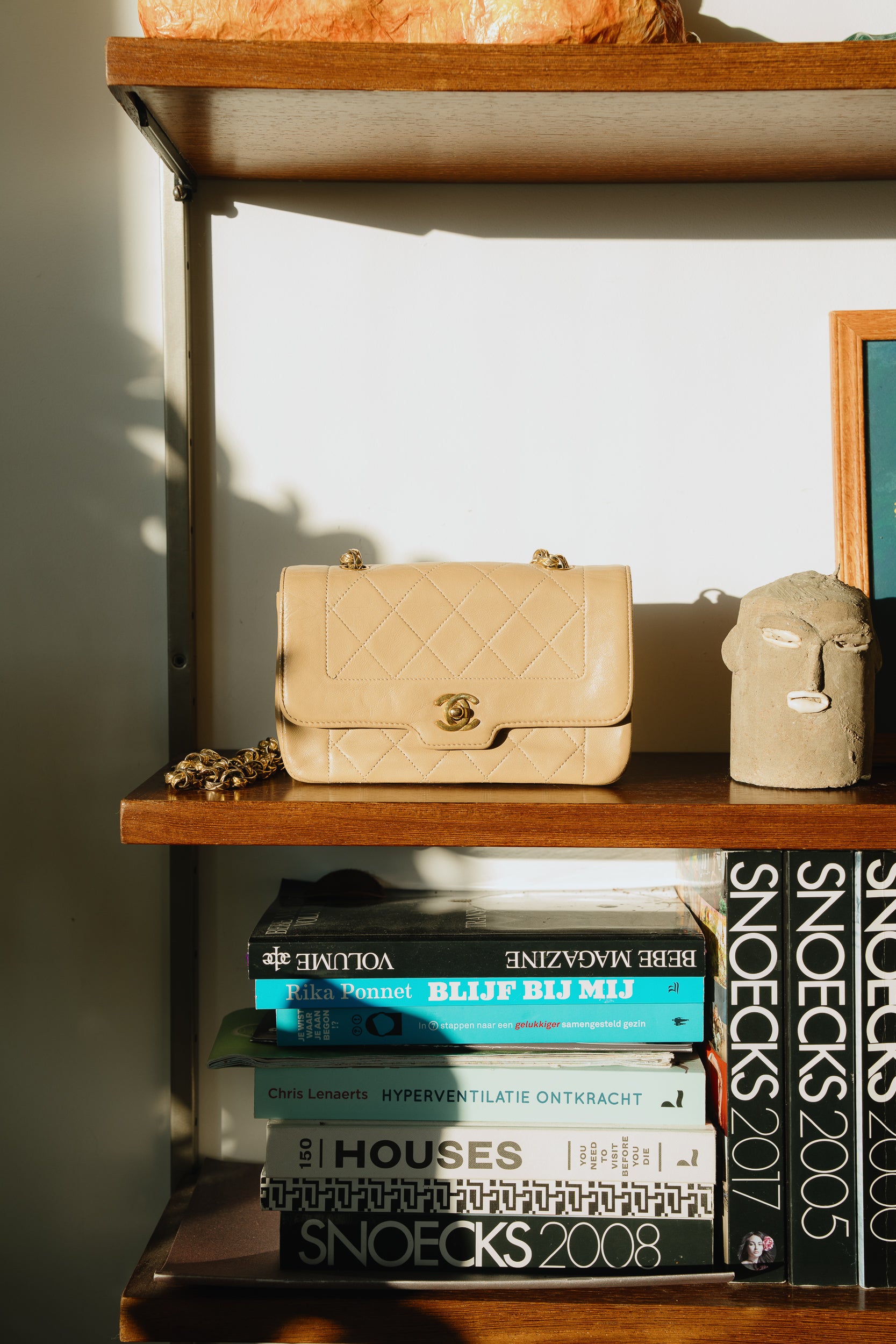 Chanel Vintage Mini Beige Lambskin with Bijoux Chain 1989