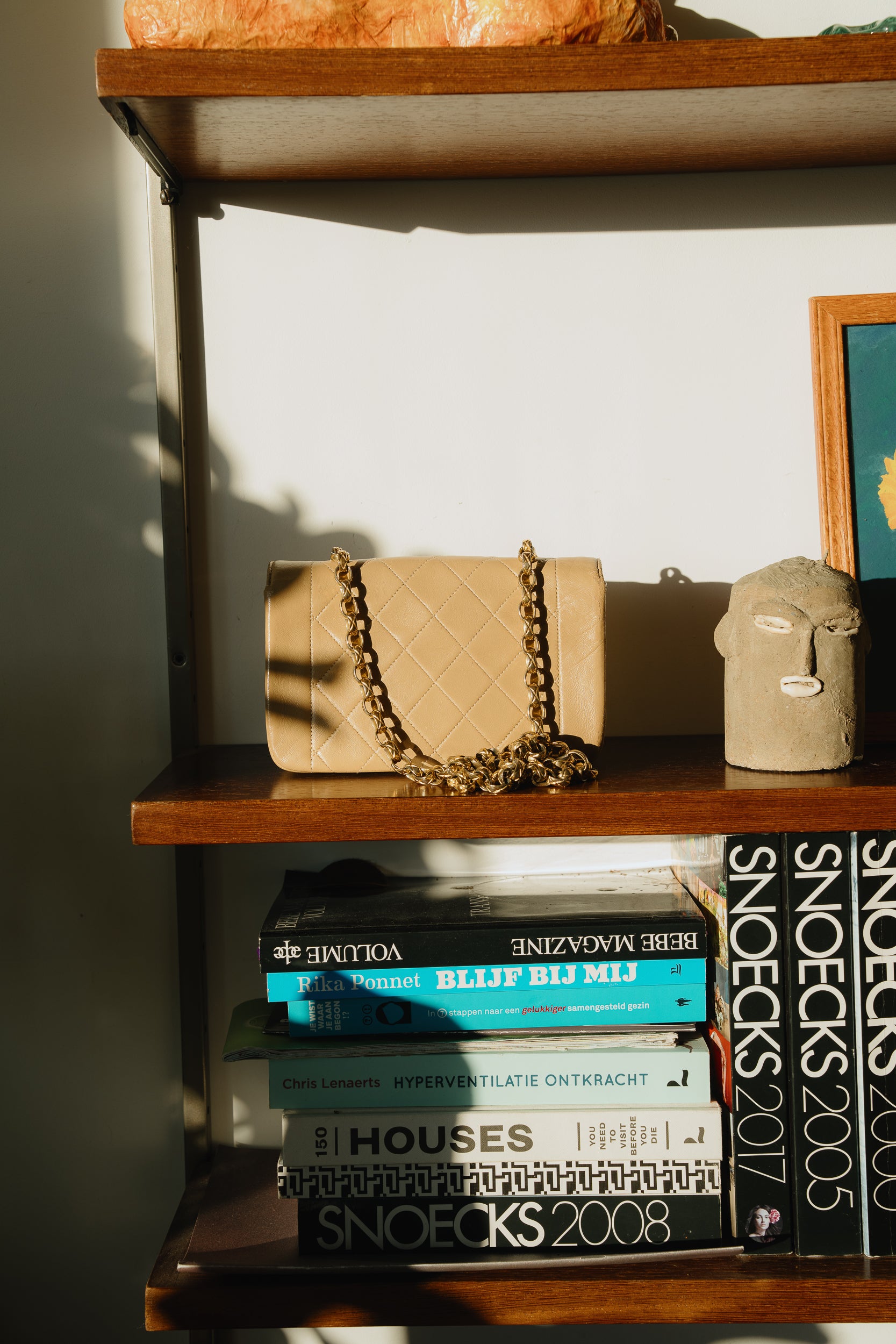 Chanel Vintage Mini Beige Lambskin with Bijoux Chain 1989