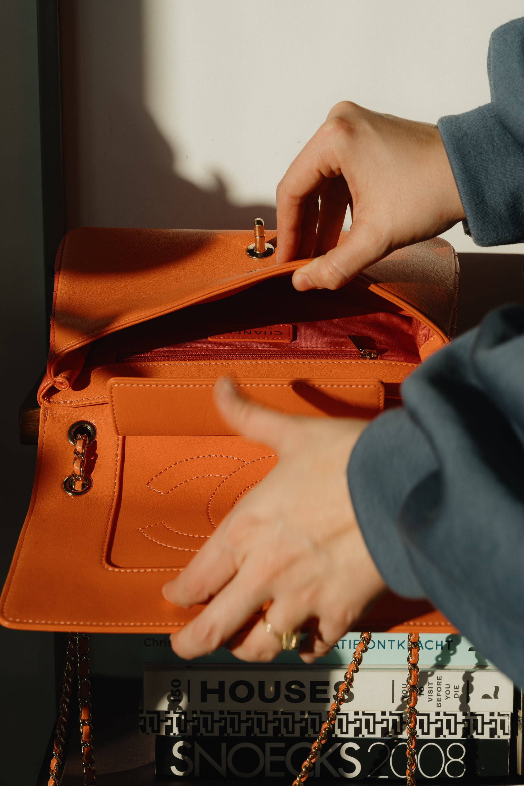 Chanel Medium Lambskin Crossover – Orange-Pink 2017