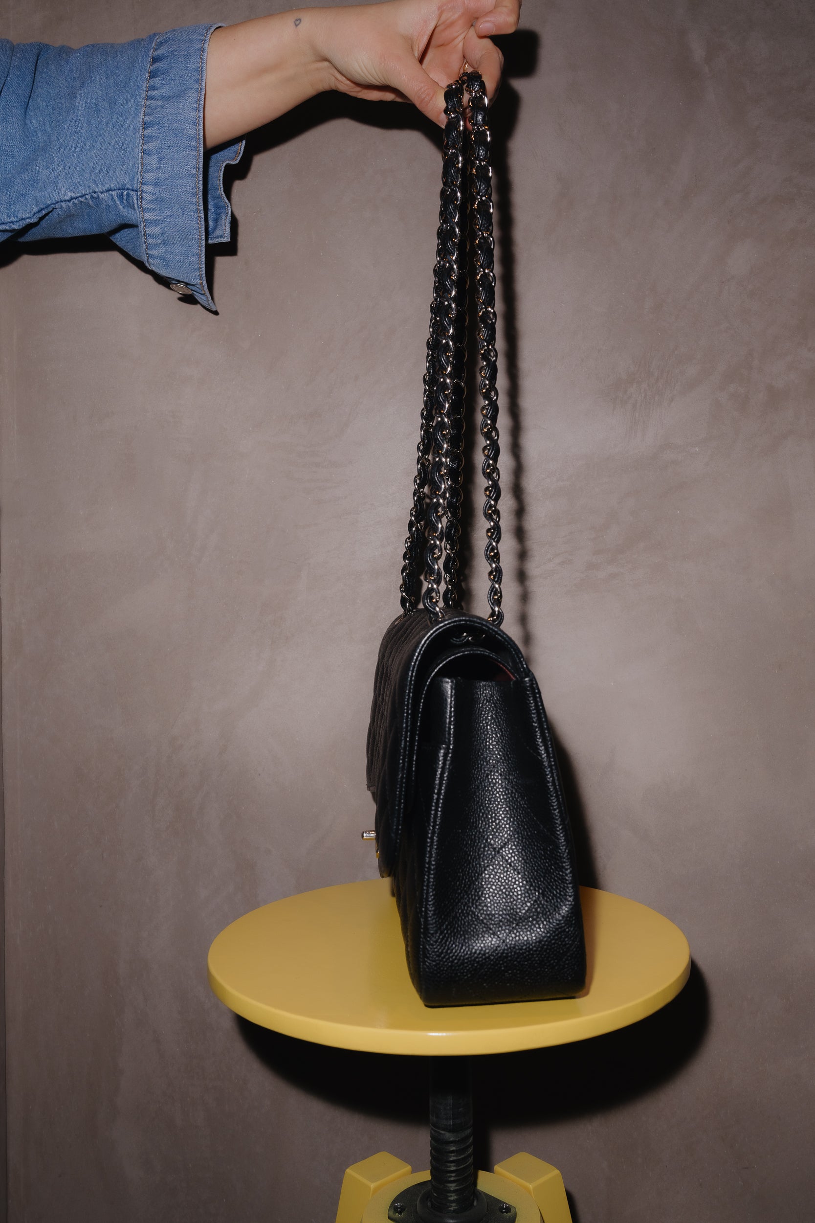 Chanel Jumbo Classic Flap Bag – Caviar Leather, Silver Hardware 2013 – Full Set