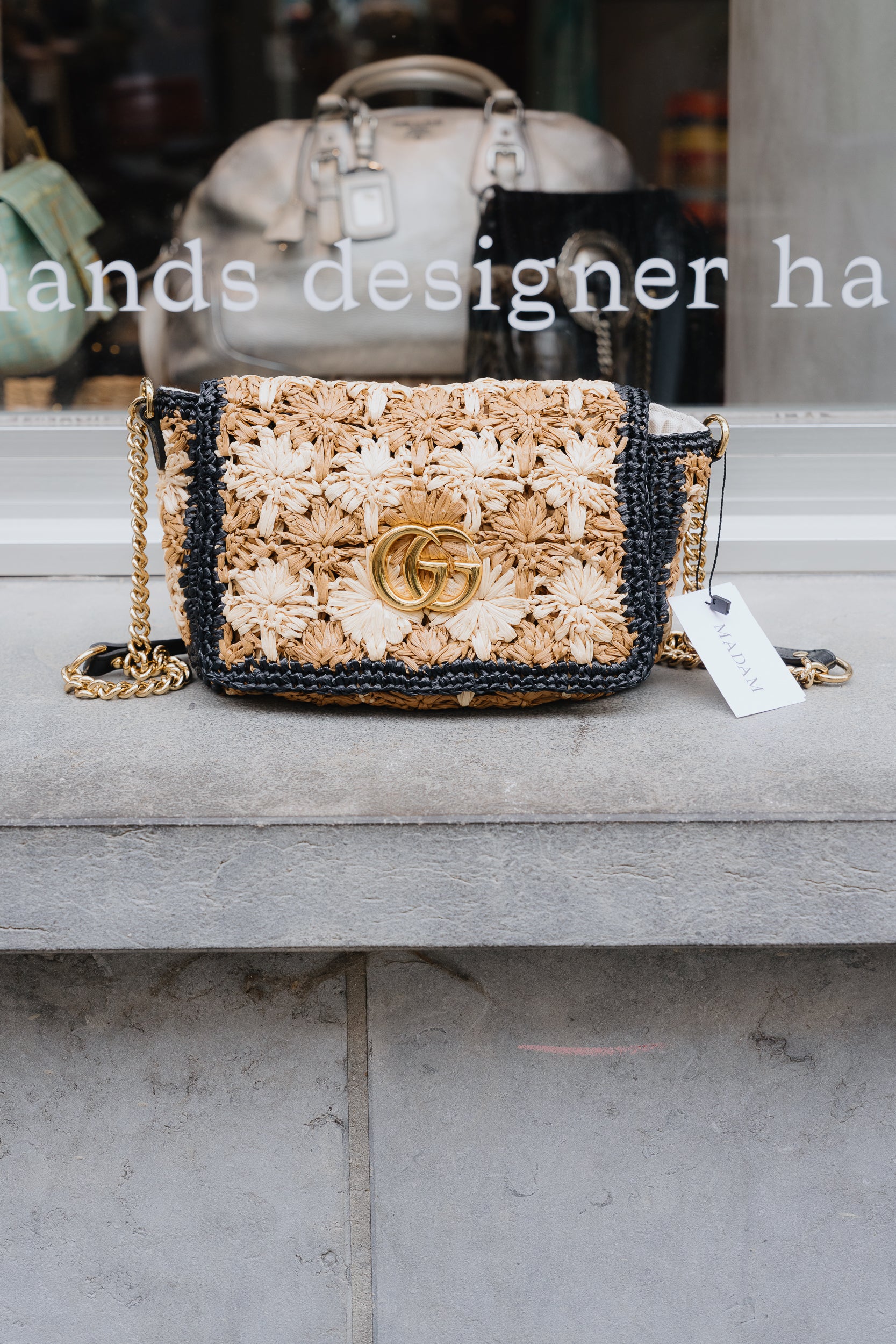 Gucci Marmont Raffia Crossbody Bag