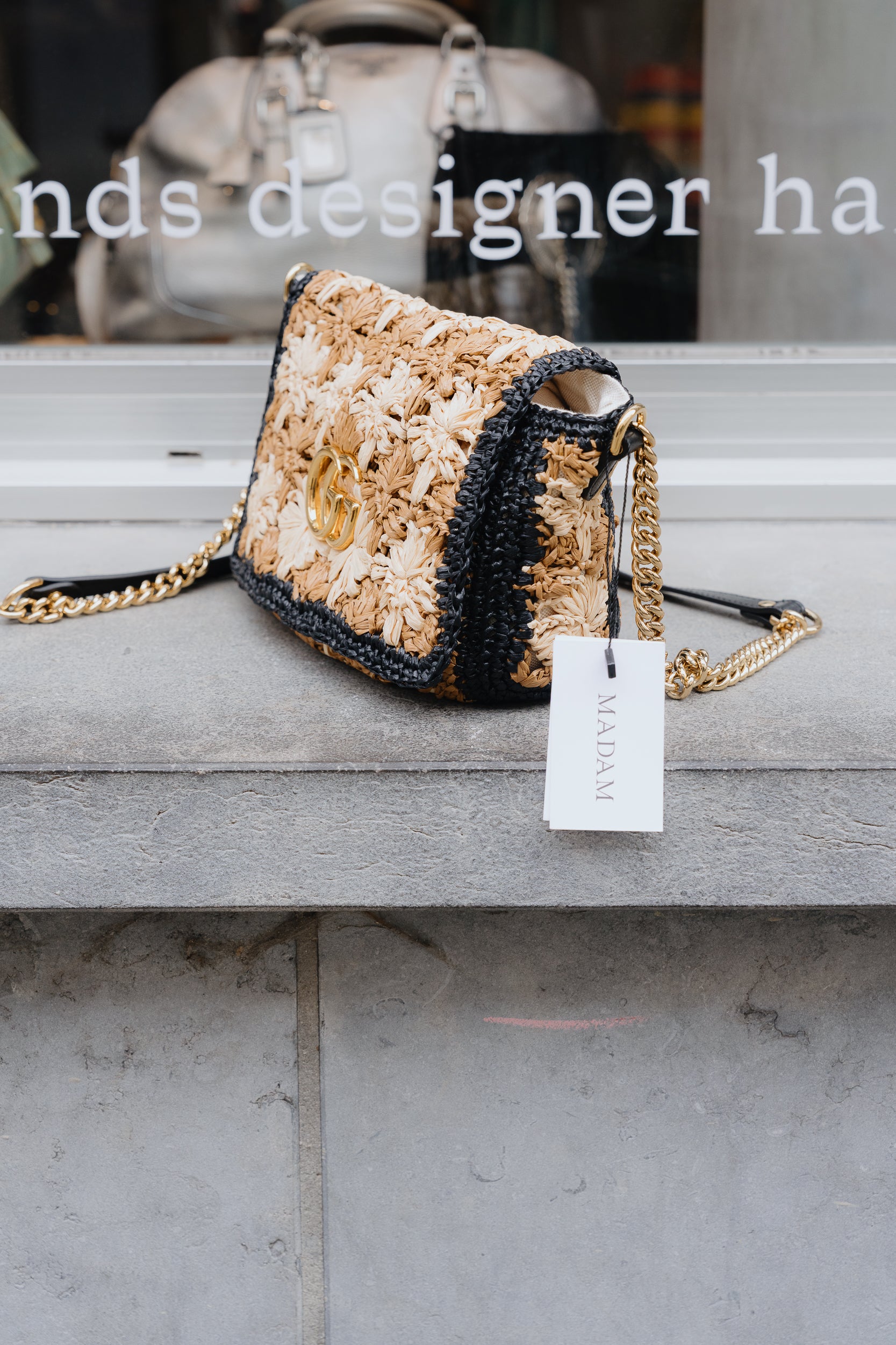 Gucci Marmont Raffia Crossbody Bag