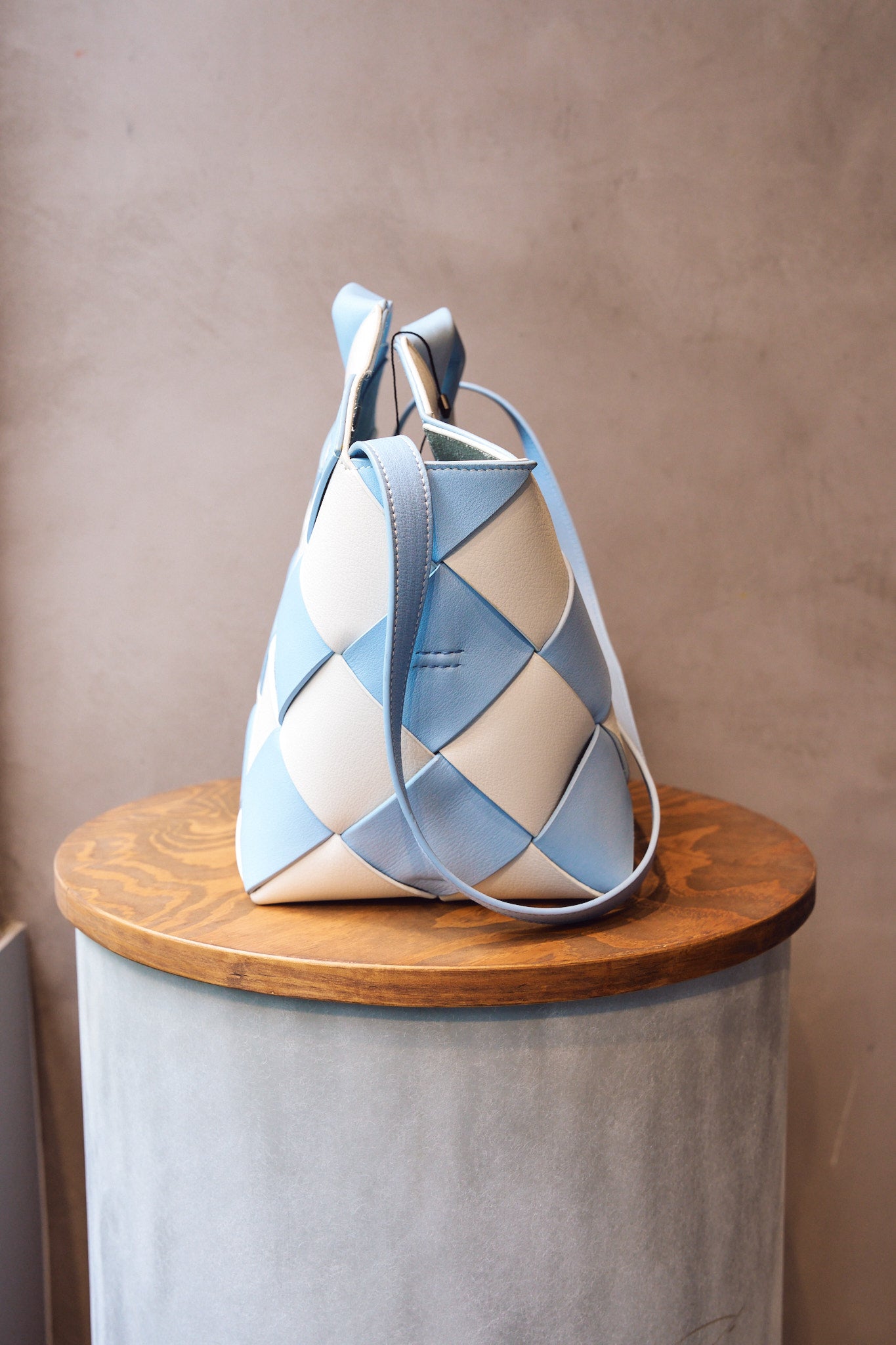 Loewe Gingham Woven Leather Basket Bag