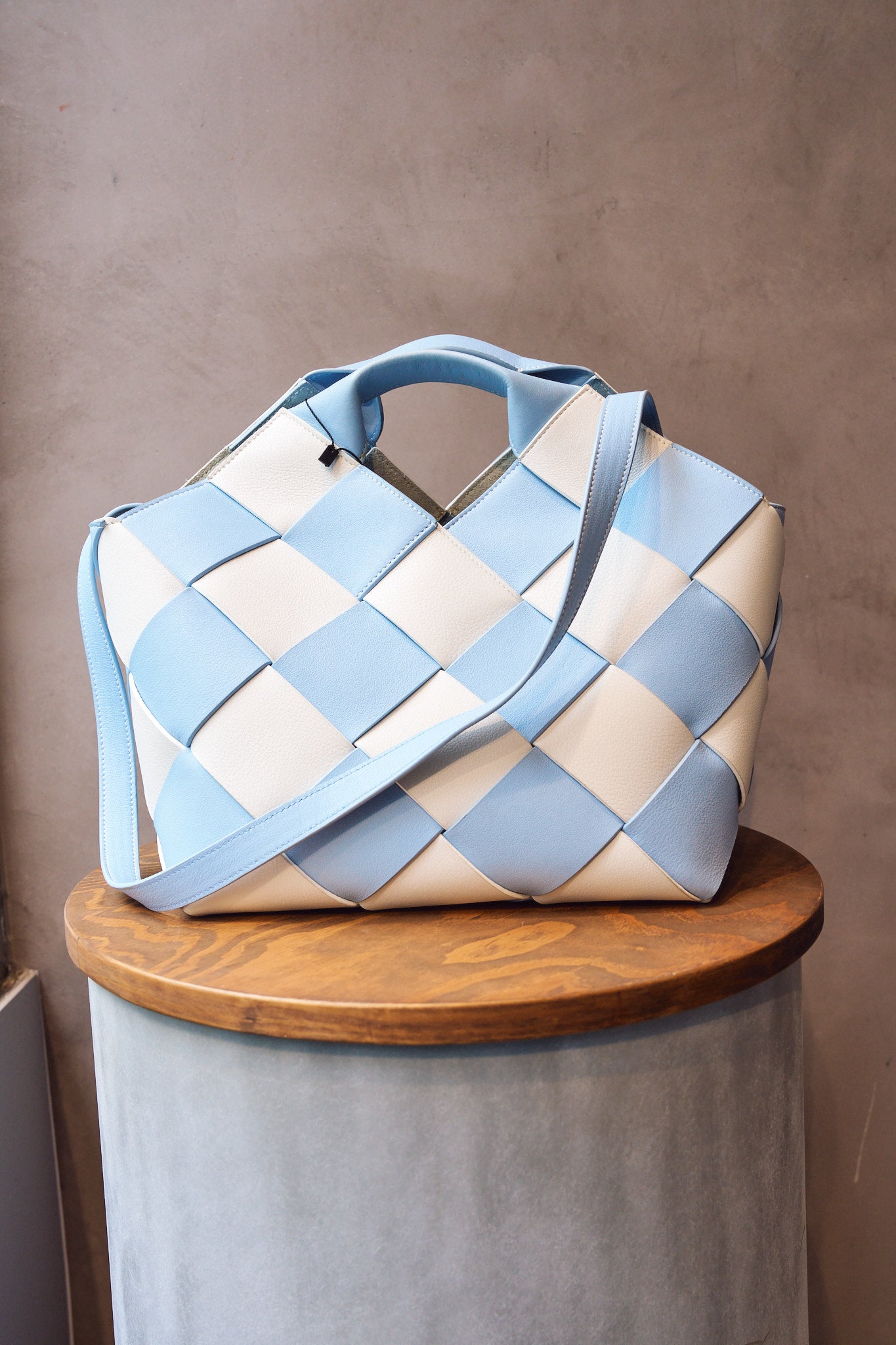 Loewe Gingham Woven Leather Basket Bag