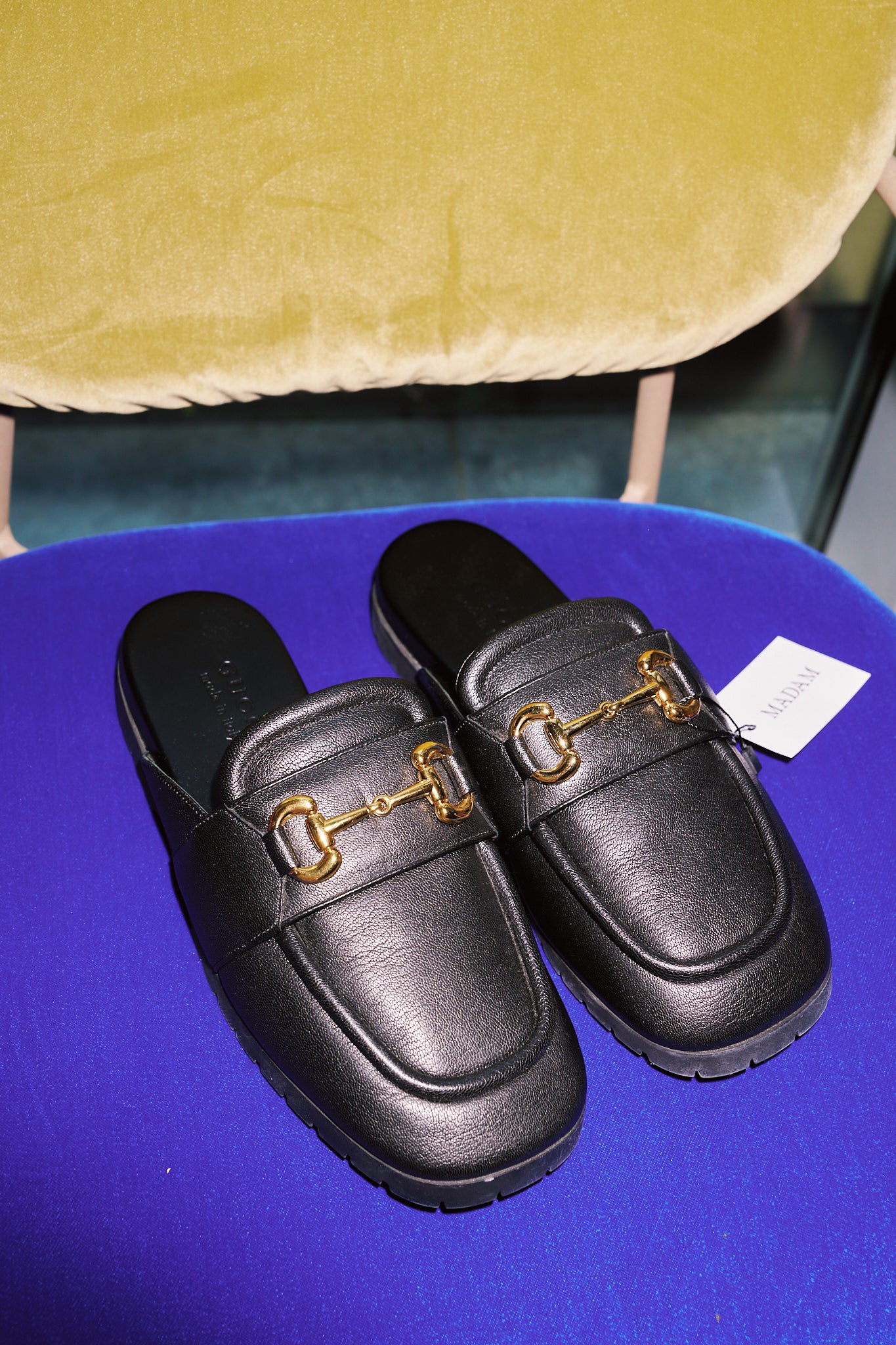 Gucci Black Leather Slippers