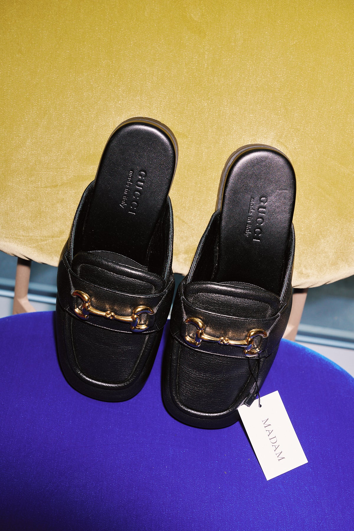 Gucci Black Leather Slippers