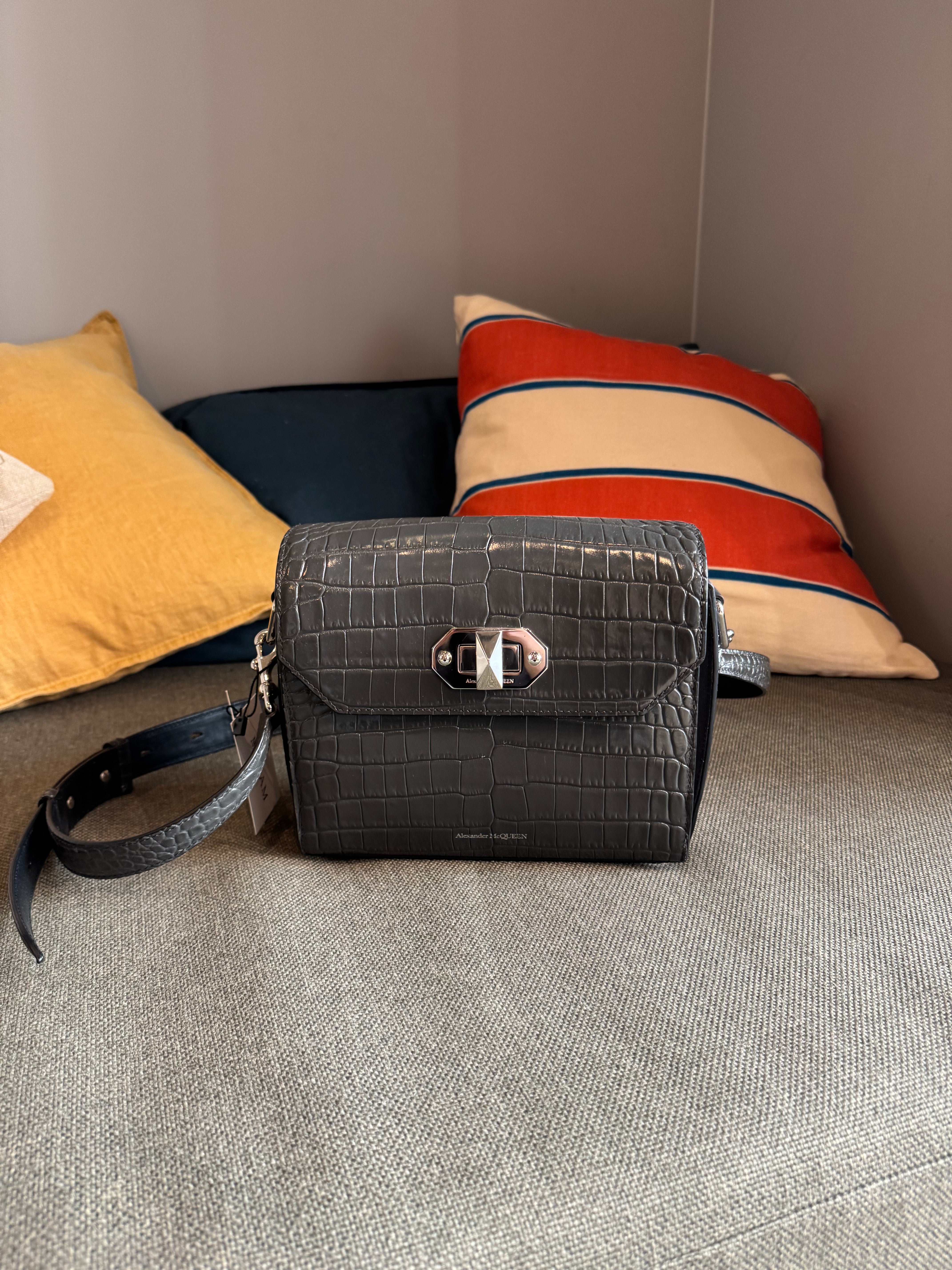 Alexander McQueen Embossed Croc Box Bag