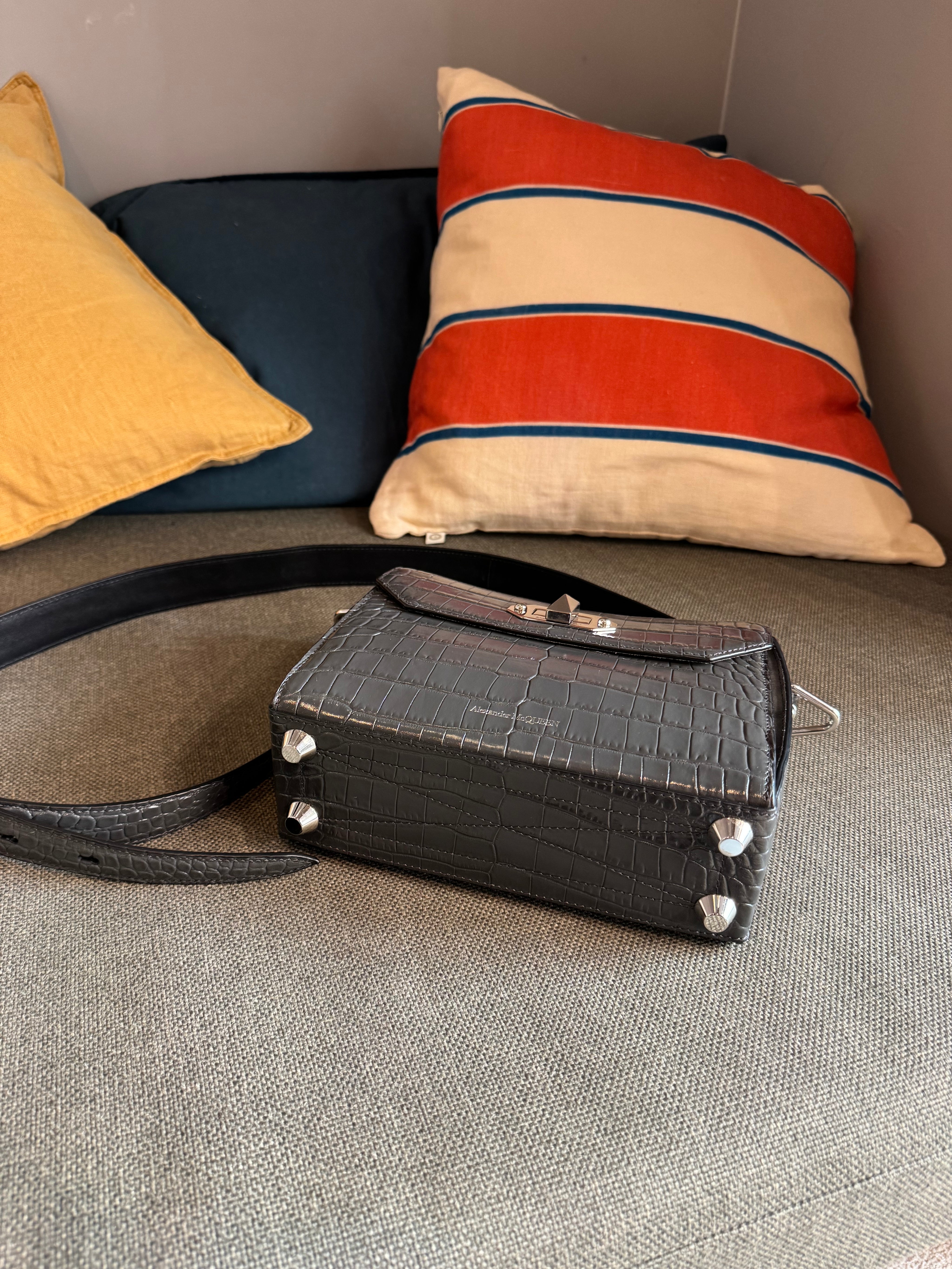 Alexander McQueen Embossed Croc Box Bag