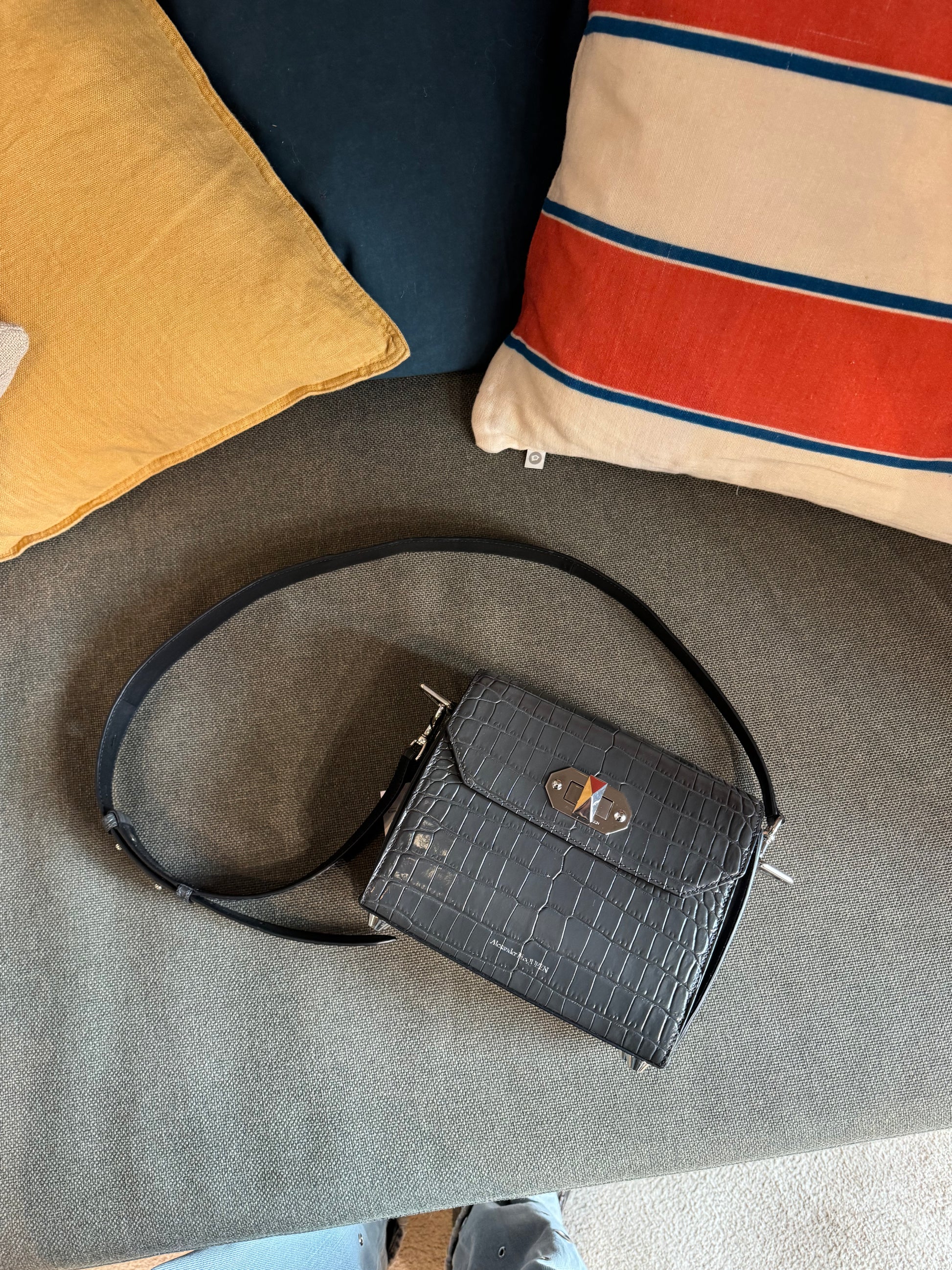 Alexander McQueen Embossed Croc Box Bag