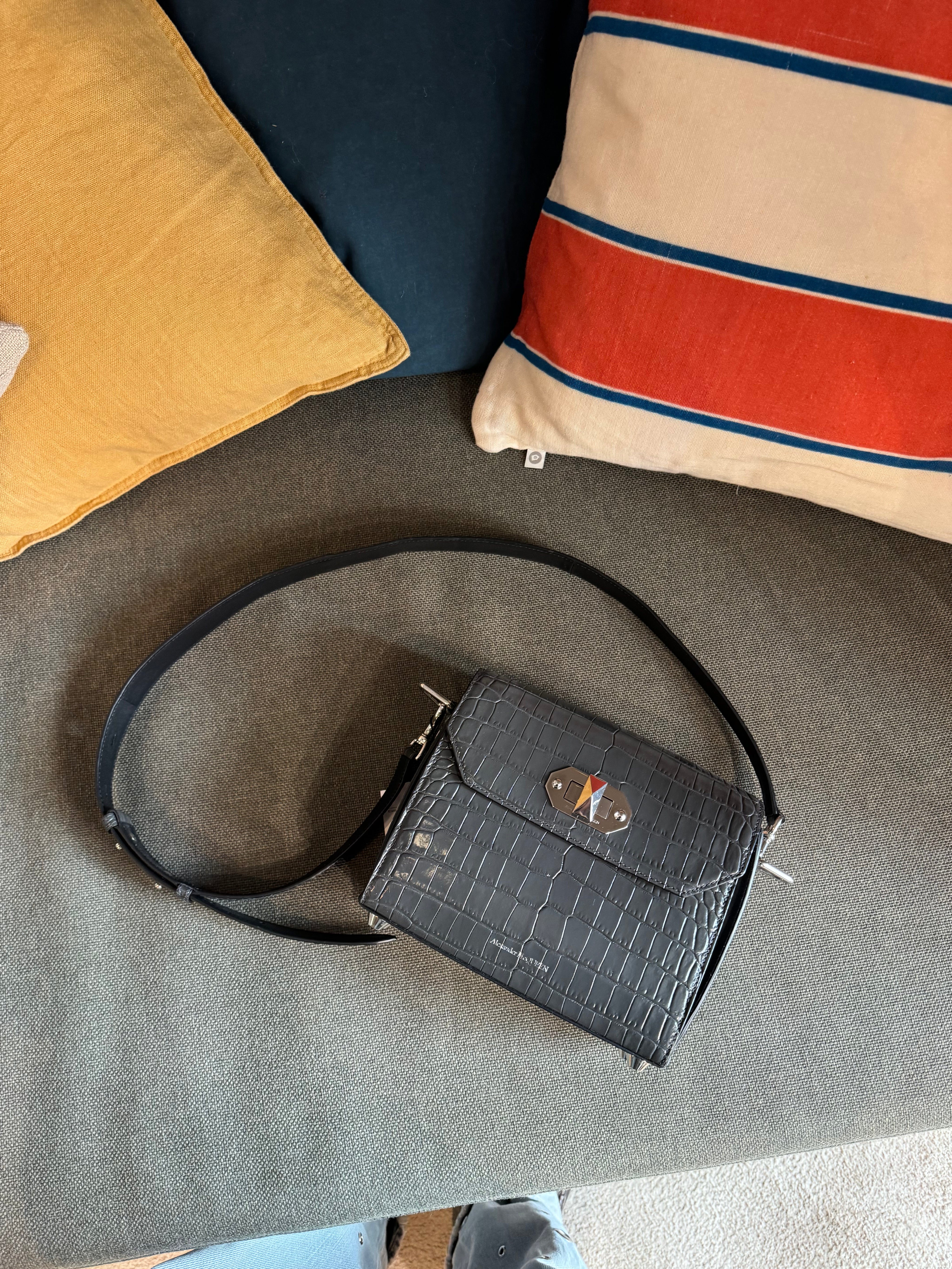 Alexander McQueen Embossed Croc Box Bag