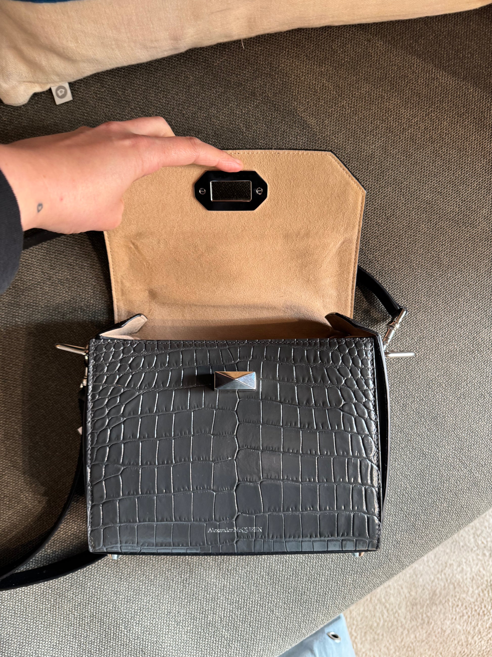 Alexander McQueen Embossed Croc Box Bag