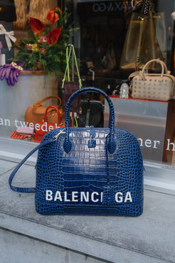 Balenciaga Blue Embossed Croco Bag