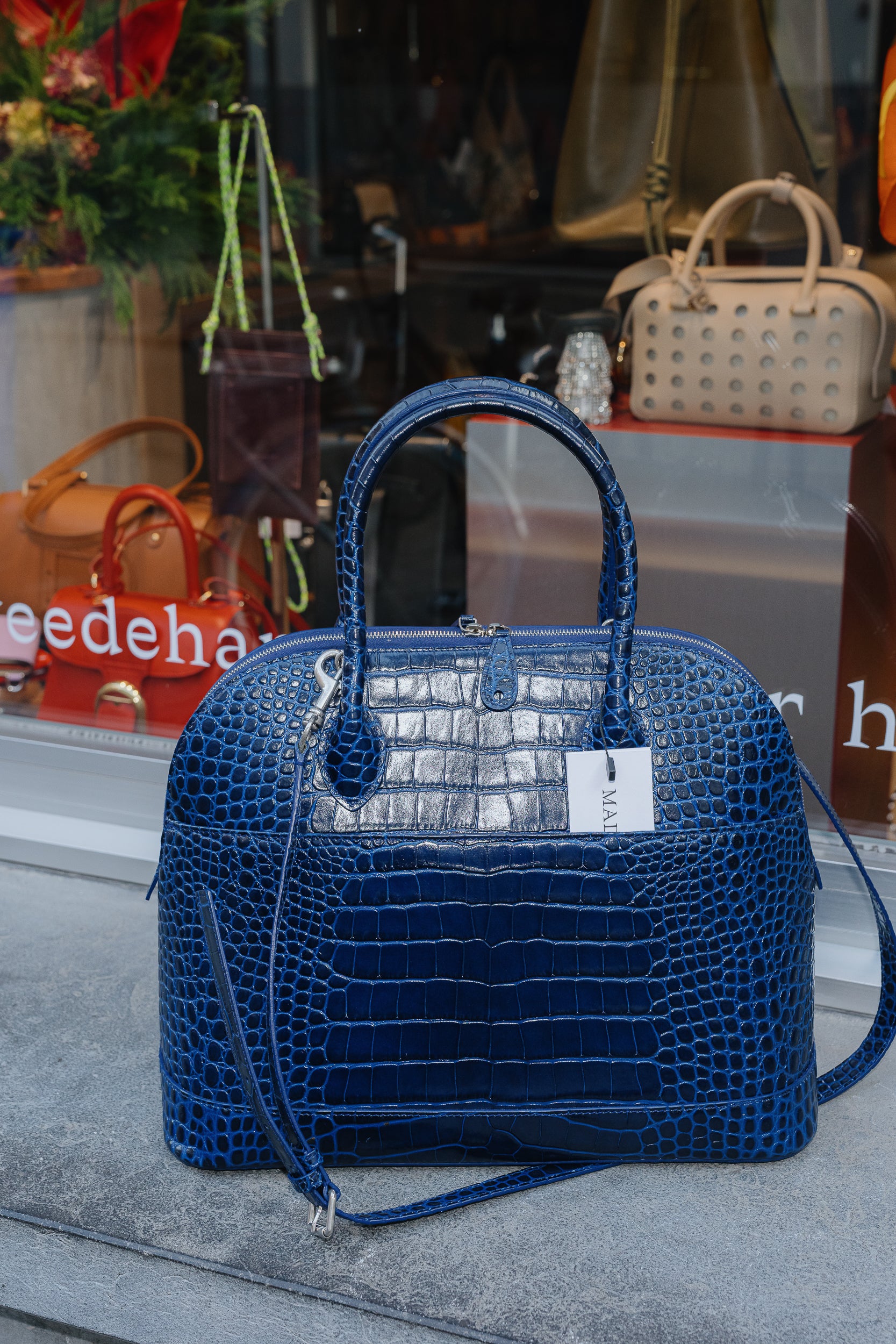 Balenciaga Blue Embossed Croco Bag