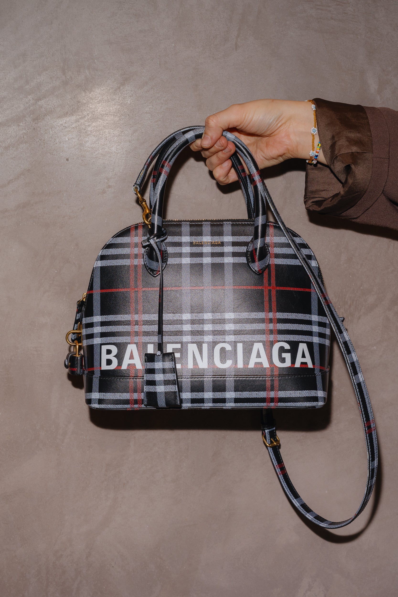 Balenciaga Plaid Medium Ville Bag