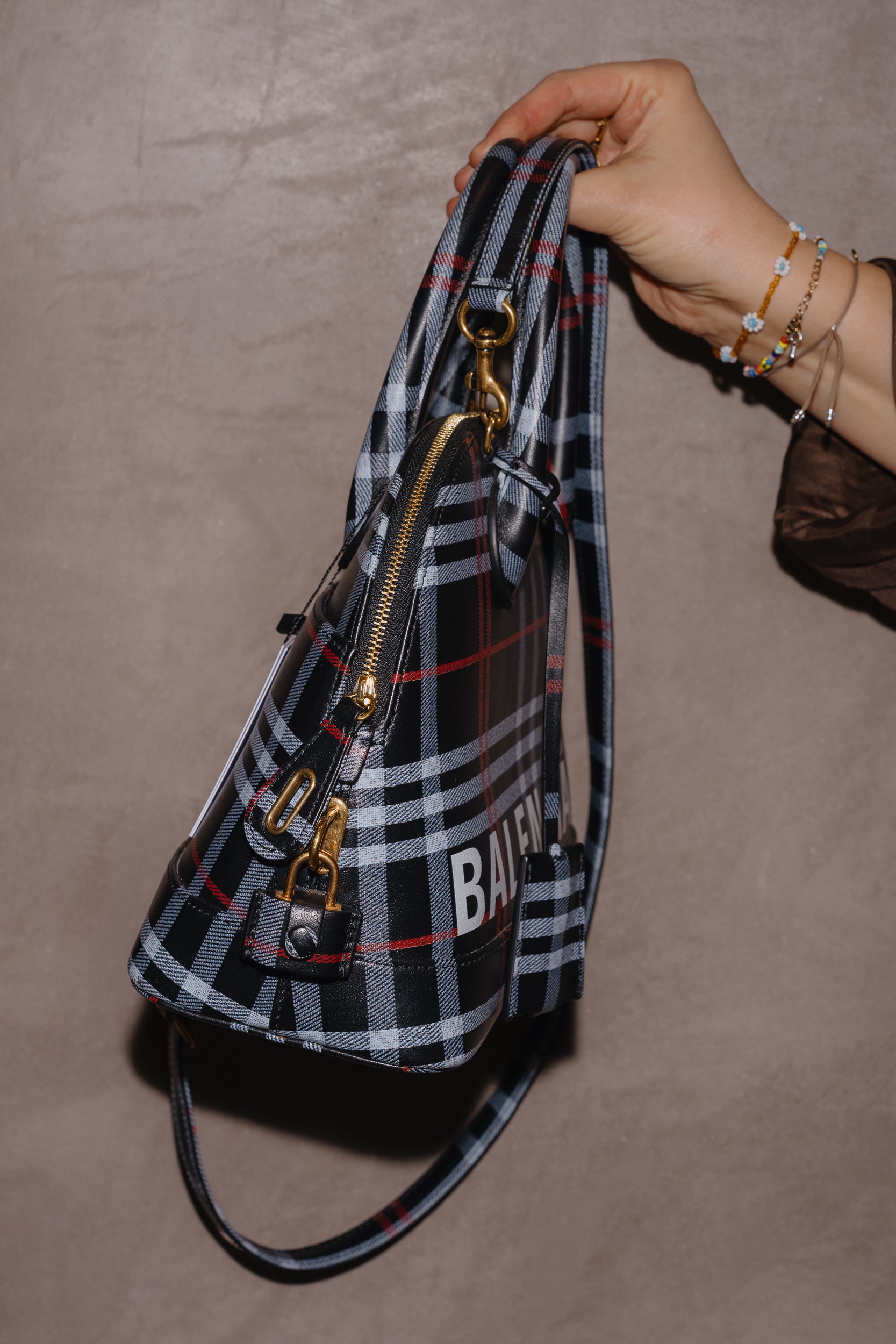 Balenciaga Plaid Medium Ville Bag