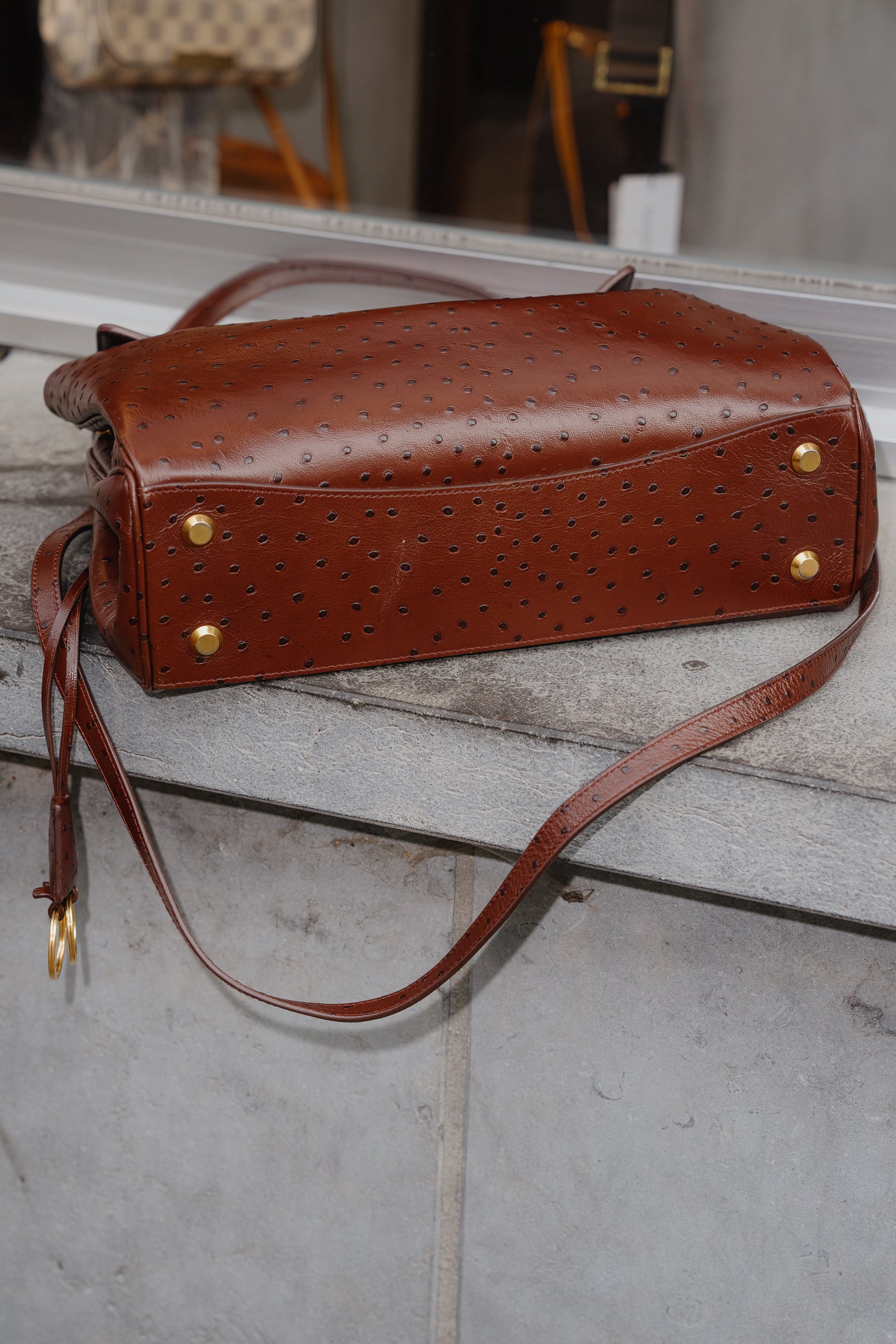 Balenciaga Rodeo Medium Ostrich-Embossed Bag