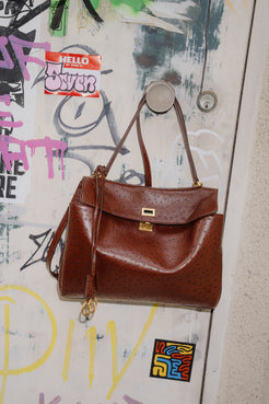 Balenciaga Rodeo Medium Ostrich-Embossed Bag