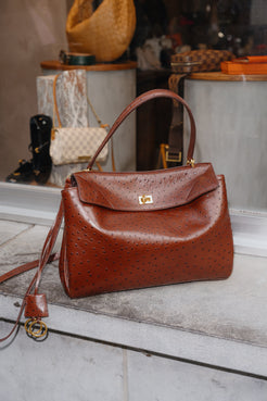 Balenciaga Rodeo Medium Ostrich-Embossed Bag