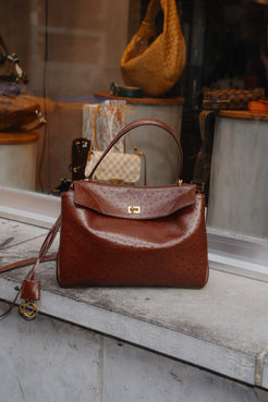 Balenciaga Rodeo Medium Ostrich-Embossed Bag