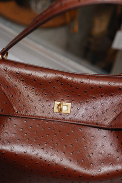 Balenciaga Rodeo Medium Ostrich-Embossed Bag