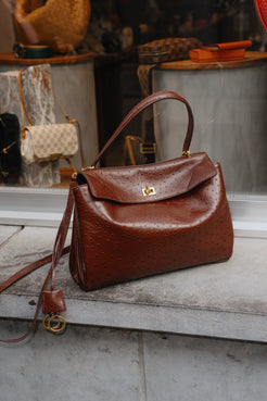 Balenciaga Rodeo Medium Ostrich-Embossed Bag