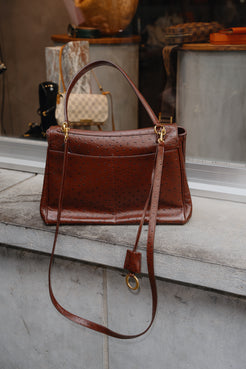 Balenciaga Rodeo Medium Ostrich-Embossed Bag