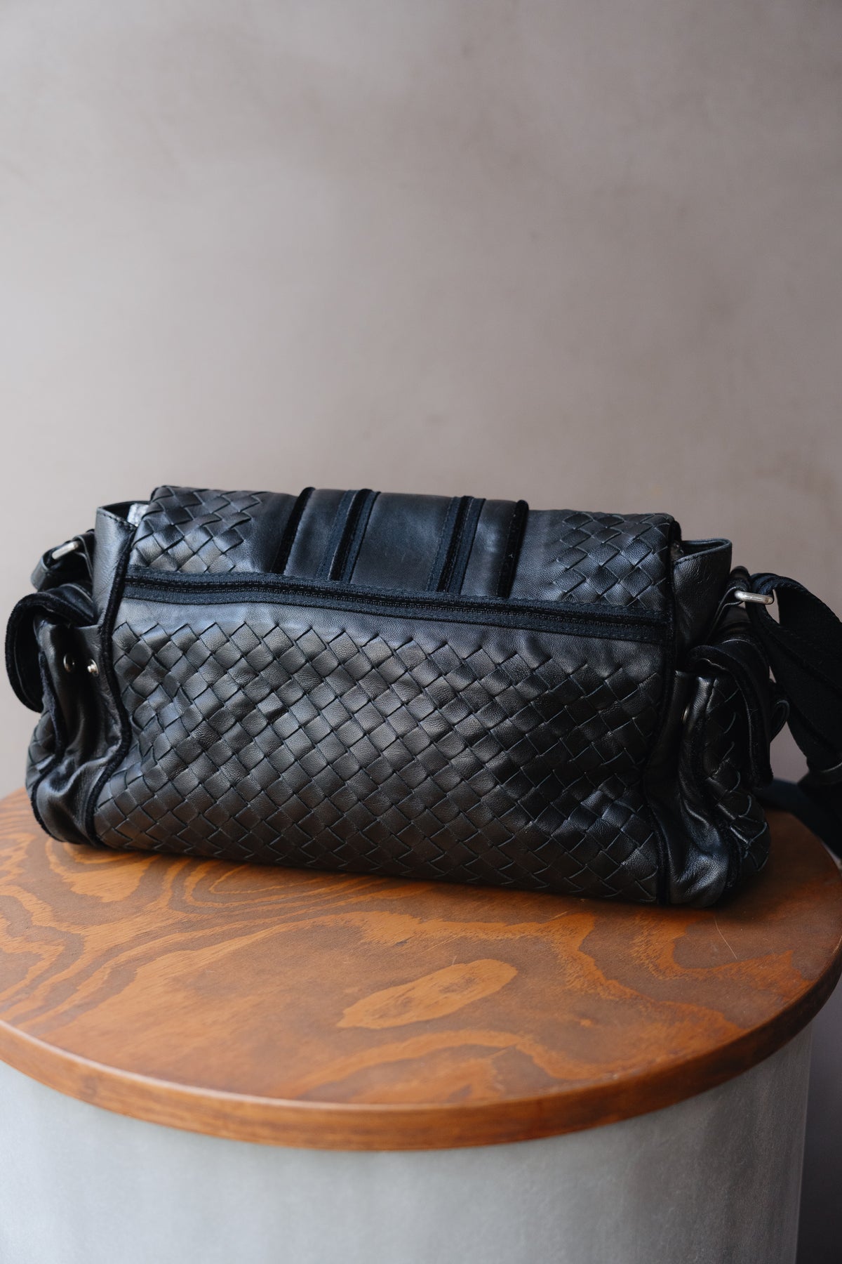 Bottega Veneta Black Woven Shoulder Bag