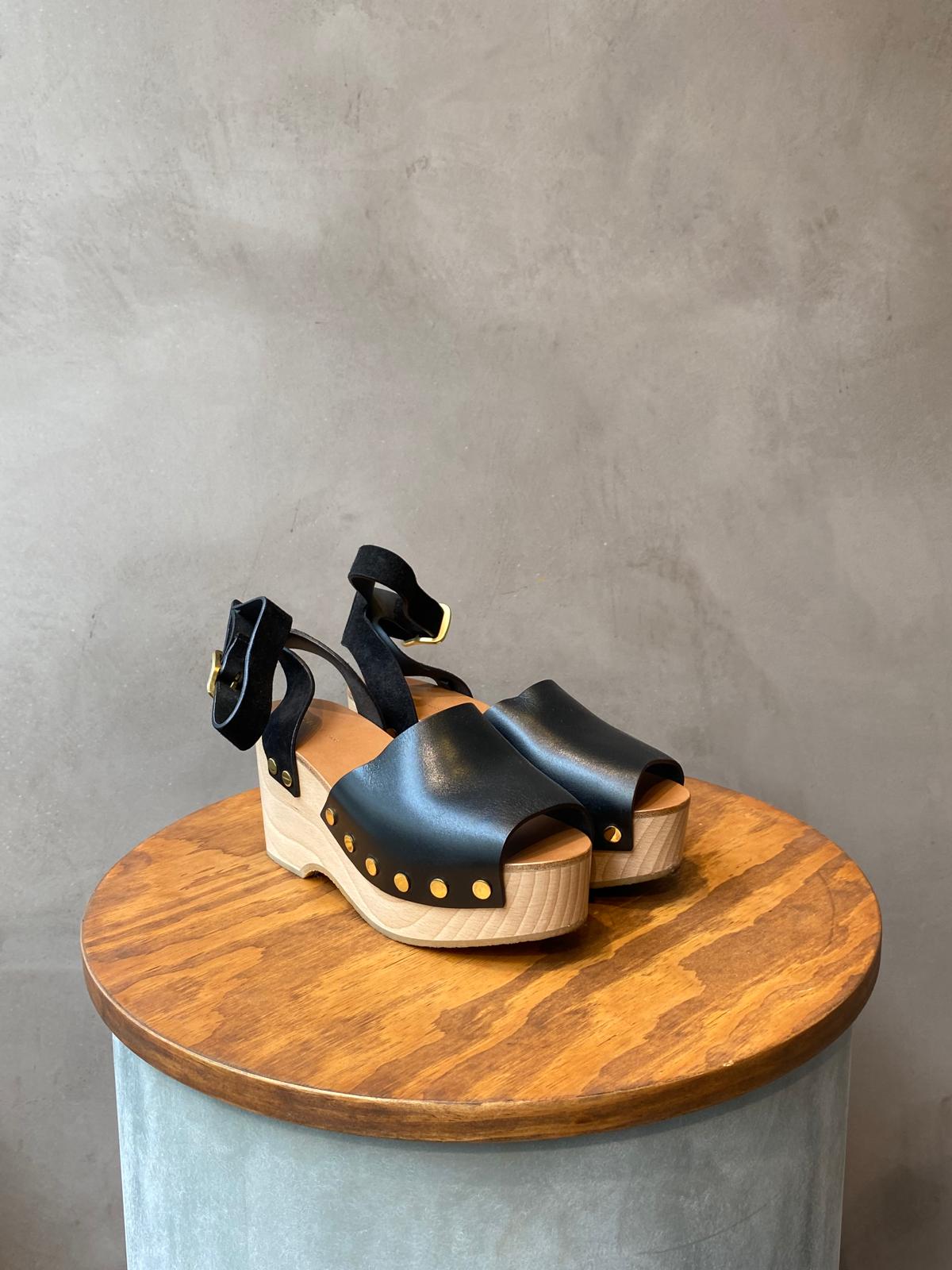Celine Black Leather Clogs