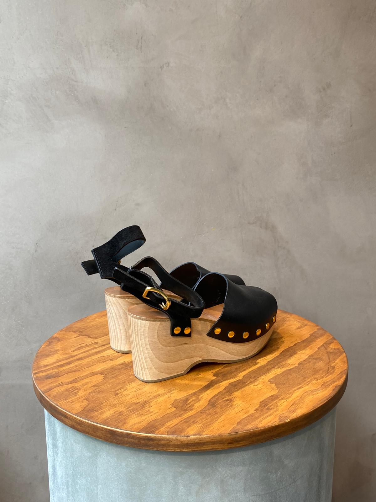 Celine Black Leather Clogs