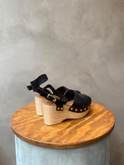 Celine Black Leather Clogs
