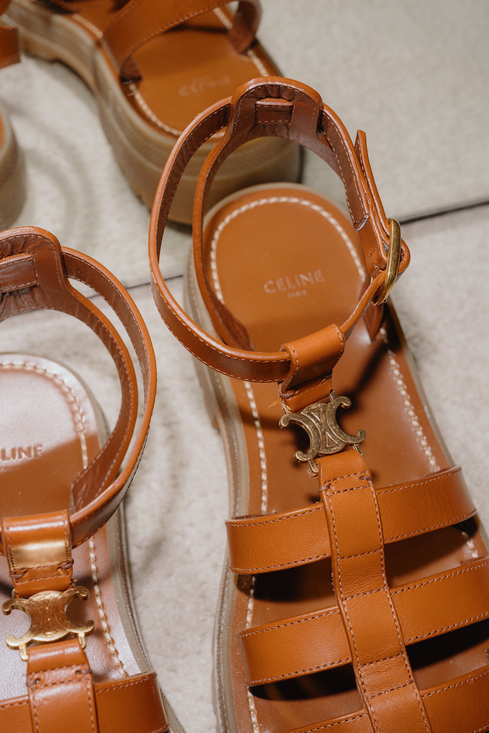 Celine Clea Triomphe Chunky Gladiator Sandal