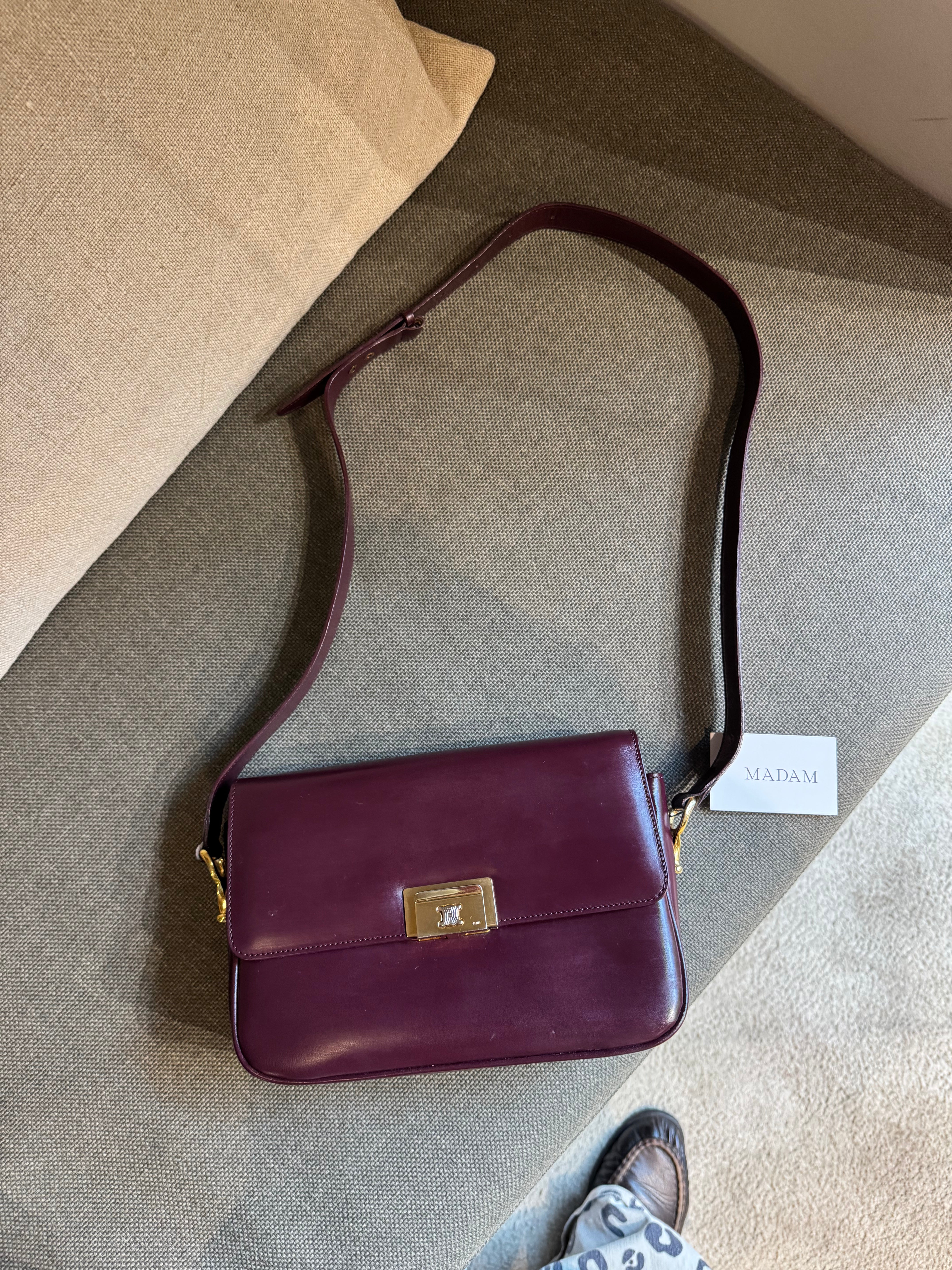 Céline Vintage Burgundy Shoulder Bag