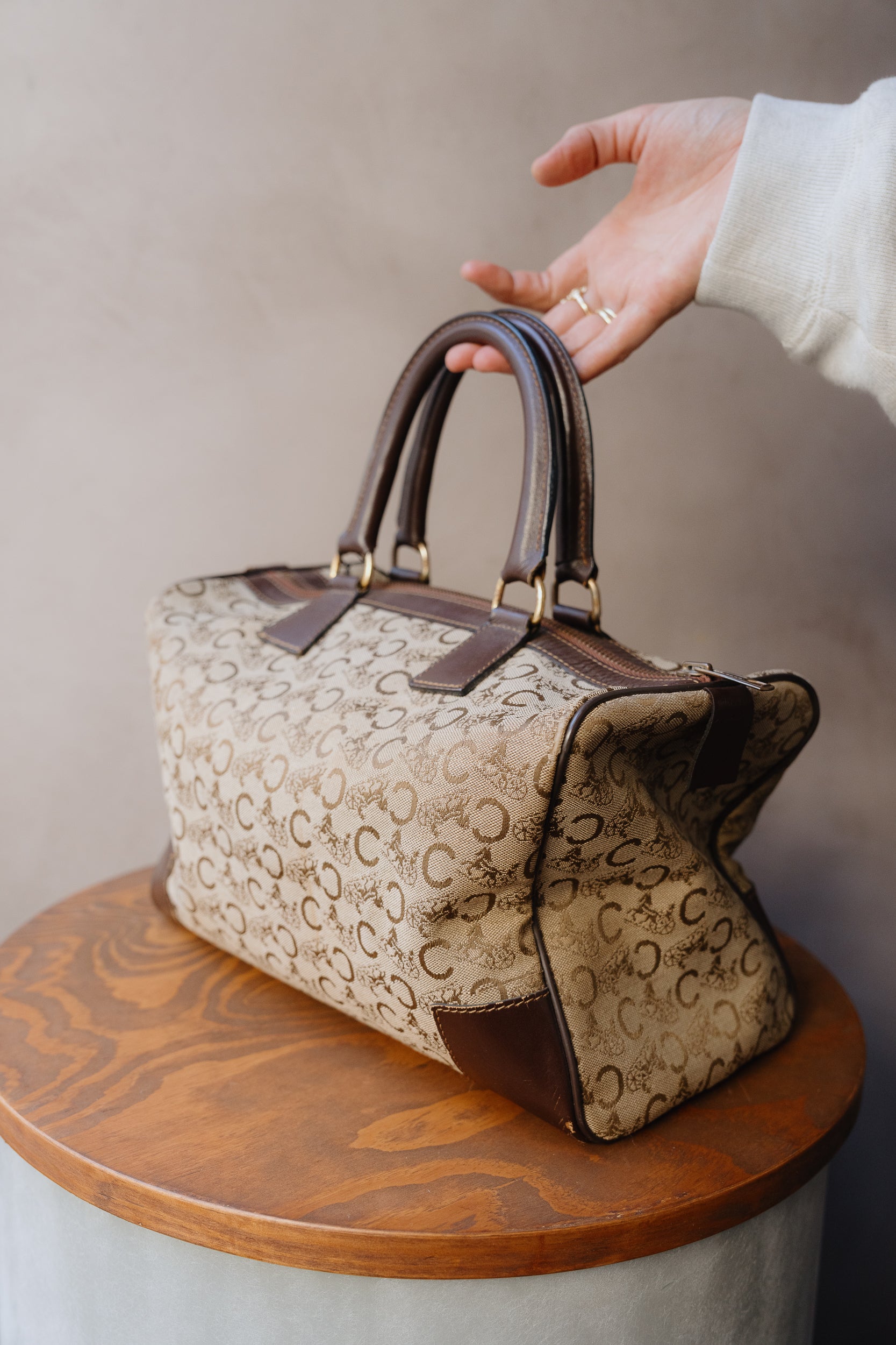 Céline Vintage Monogram Canvas Boston Bag