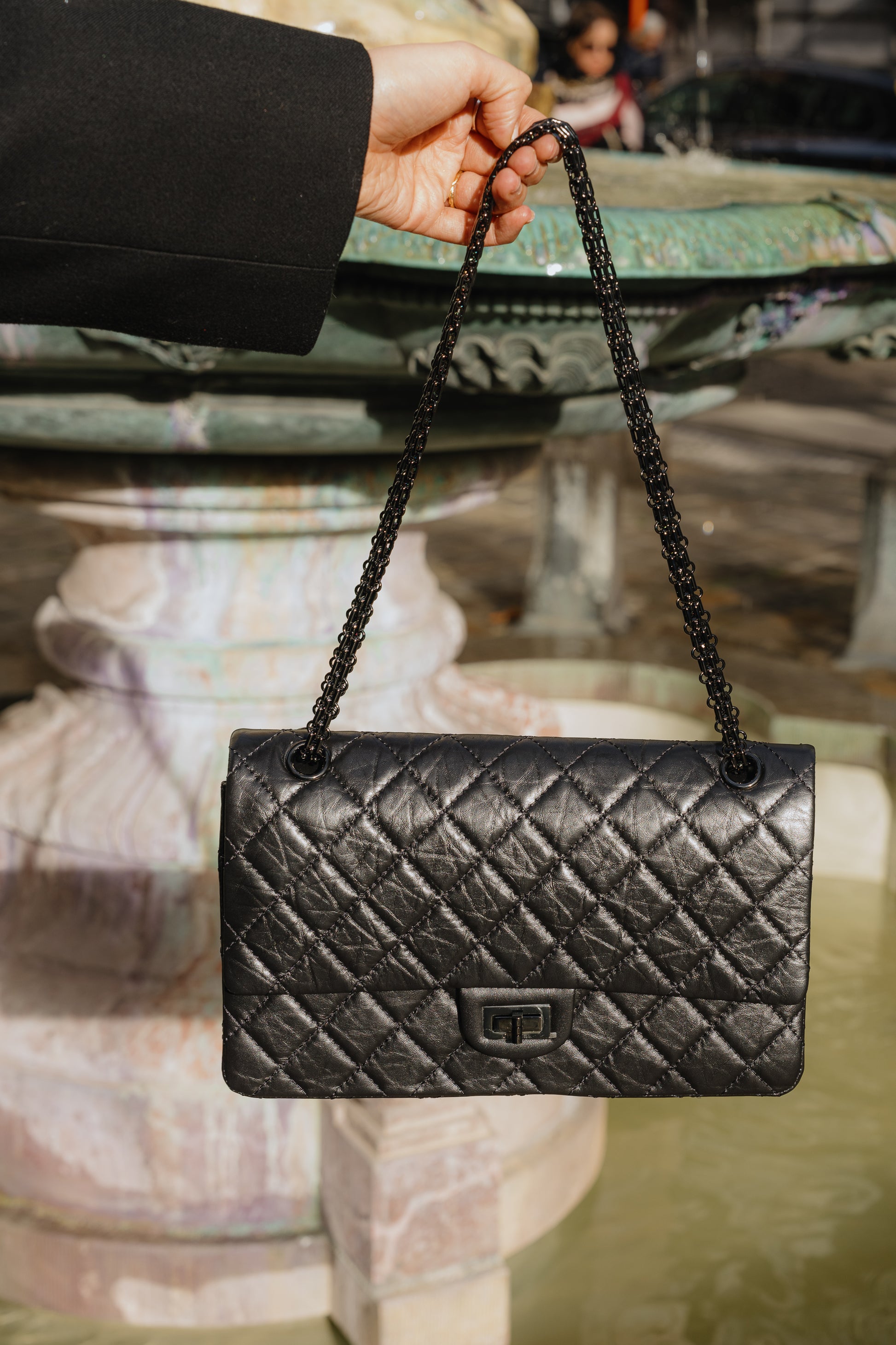 Chanel Black Aged Calfskin Medium SO BLACK 2.55 Bag – Full Set