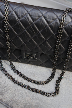 Chanel Black Aged Calfskin Medium SO BLACK 2.55 Bag – Full Set