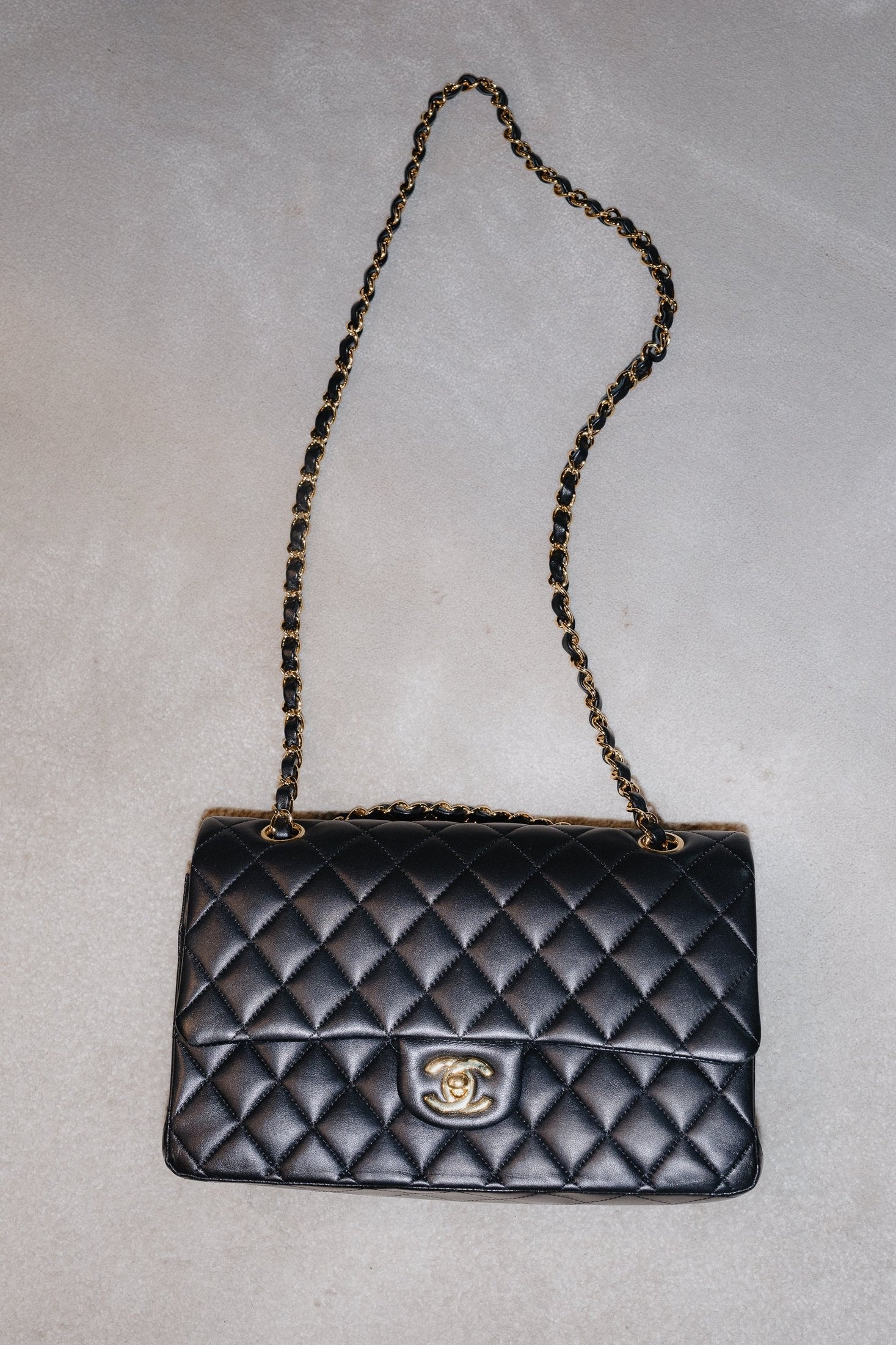 Chanel Black Lambskin Medium Classic Flap 11.12 Bag